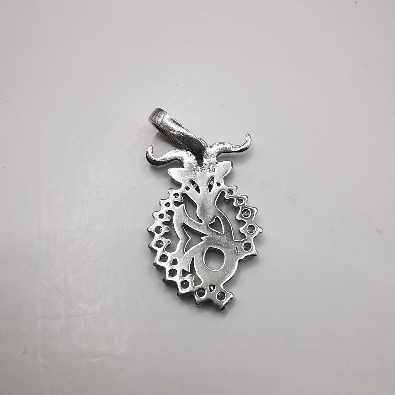 Sterling Silver Vintage pendant 925 silver,handmade, Cubic zirconia 2,44g Size ONE SIZE - 3 Thumbnail