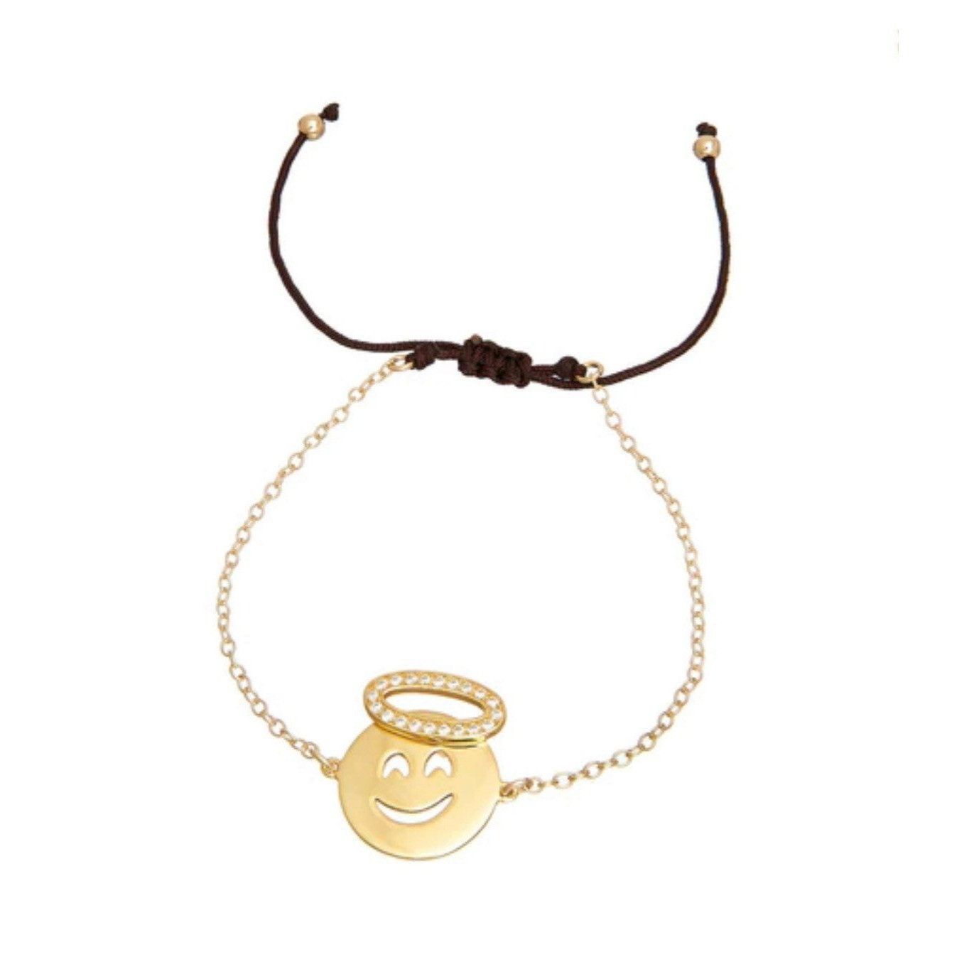 Other New Emoji Angel Halo Sterling Silver 14K Gold Pave Bracelet Size ONE SIZE - 4 Thumbnail