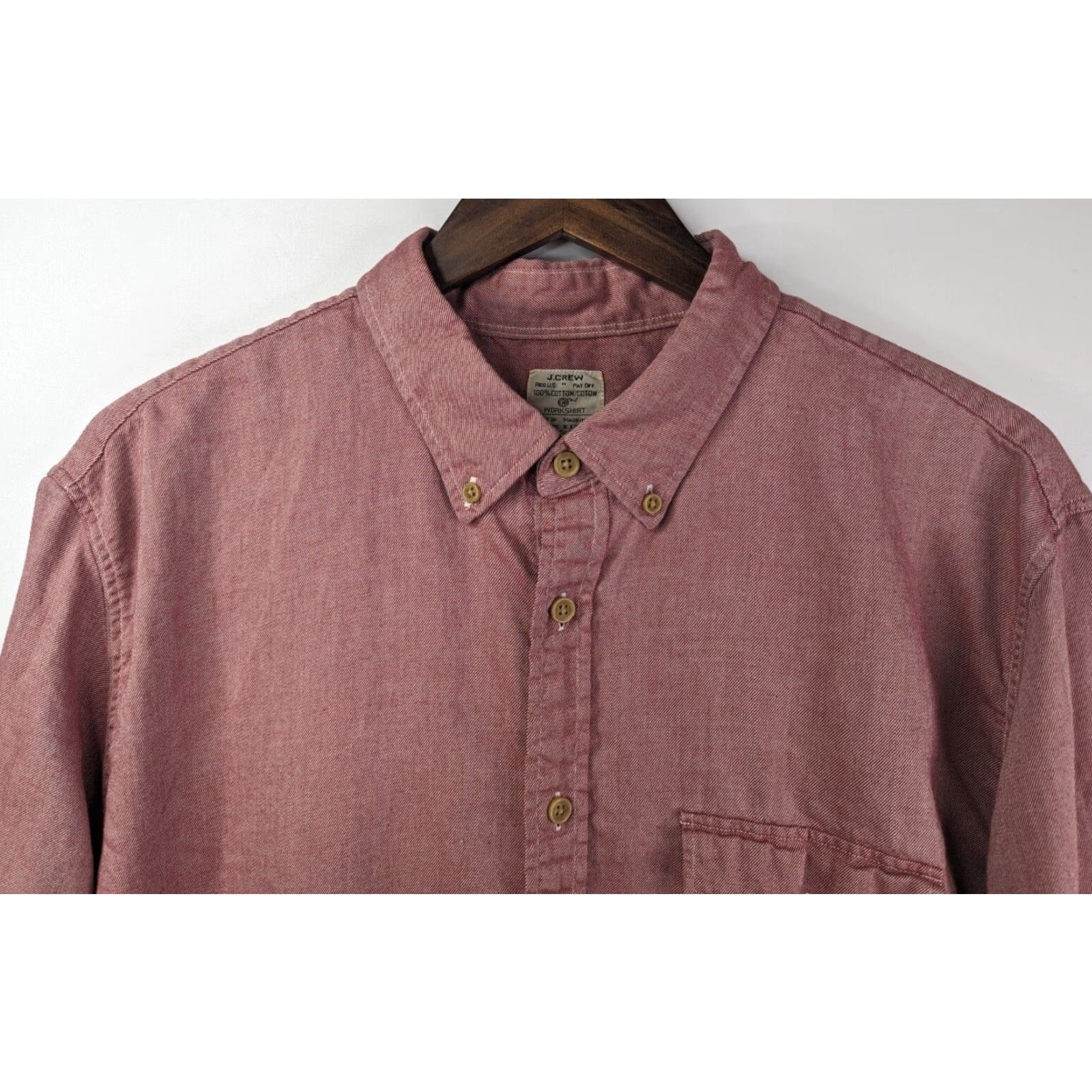 J.Crew J. Crew Shirt Mens XL Red Cotton Button-Down Long Sleeve with Chest Pocket - Work, Casual, Classic, Preppy - Regular Fit Size US XL / EU 56 / 4 - 2 Thumbnail