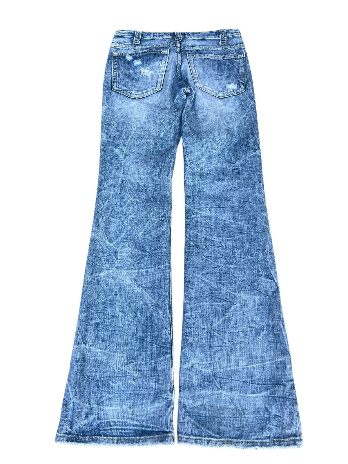 Japanese Brand Dirty Mud Ozz-First PinBall Distress Rip Denim Flare Jeans Size US 29 - 12 Thumbnail