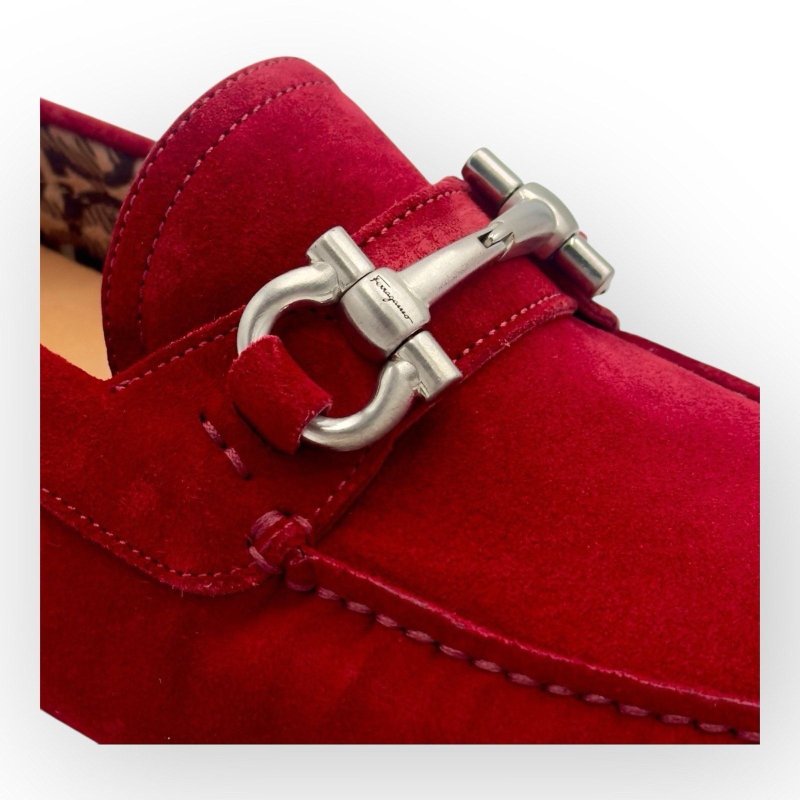 Salvatore Ferragamo Ferragamo Suede Loafers with Gancini In Red 7.5UK 8.5US Size US 8.5 / EU 41-42 - 2 Thumbnail