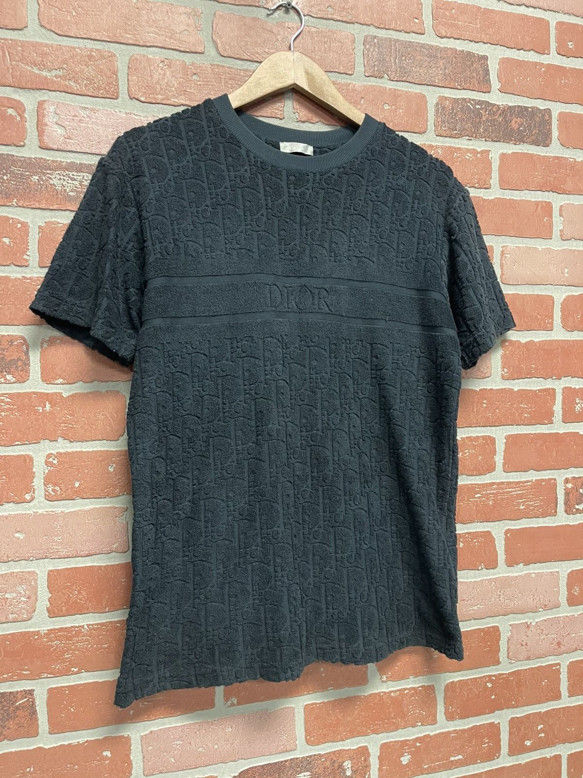 Dior Size XXXS - Dior Homme Terry Oblique T Shirt ‘Navy’ Mens Size US XXS / EU 40 - 2 Thumbnail