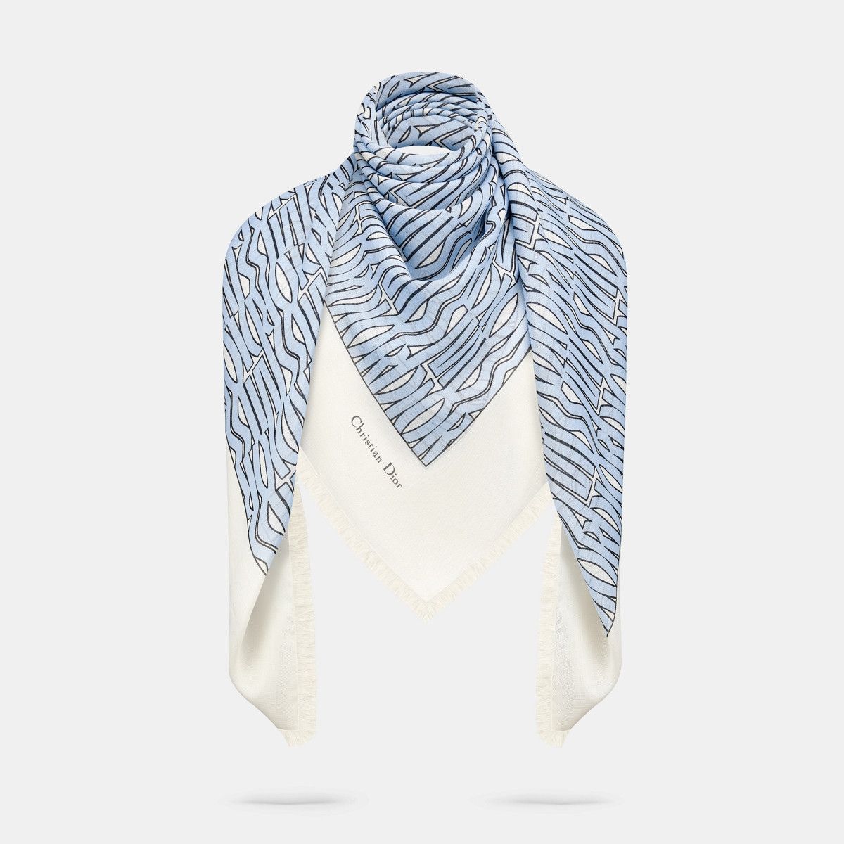 Dior o1bcso1str0226 Size:OS/Allover Shawl in White/Pale Blue Size ONE SIZE - 4 Thumbnail