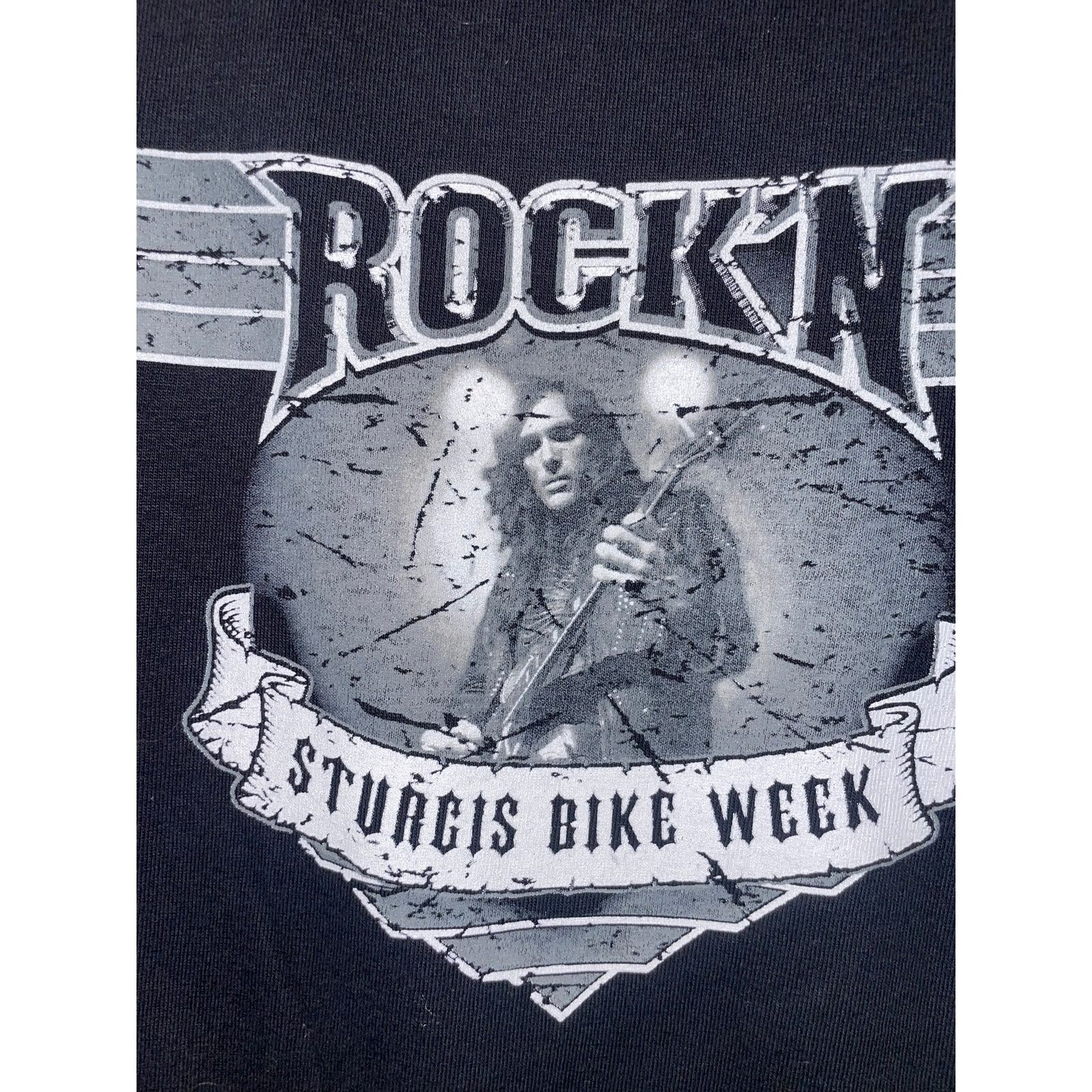 Vintage Sturgis Rock N Bike Week Motorcycle Large Black Concert Tee Size US L / EU 52-54 / 3 - 3 Thumbnail