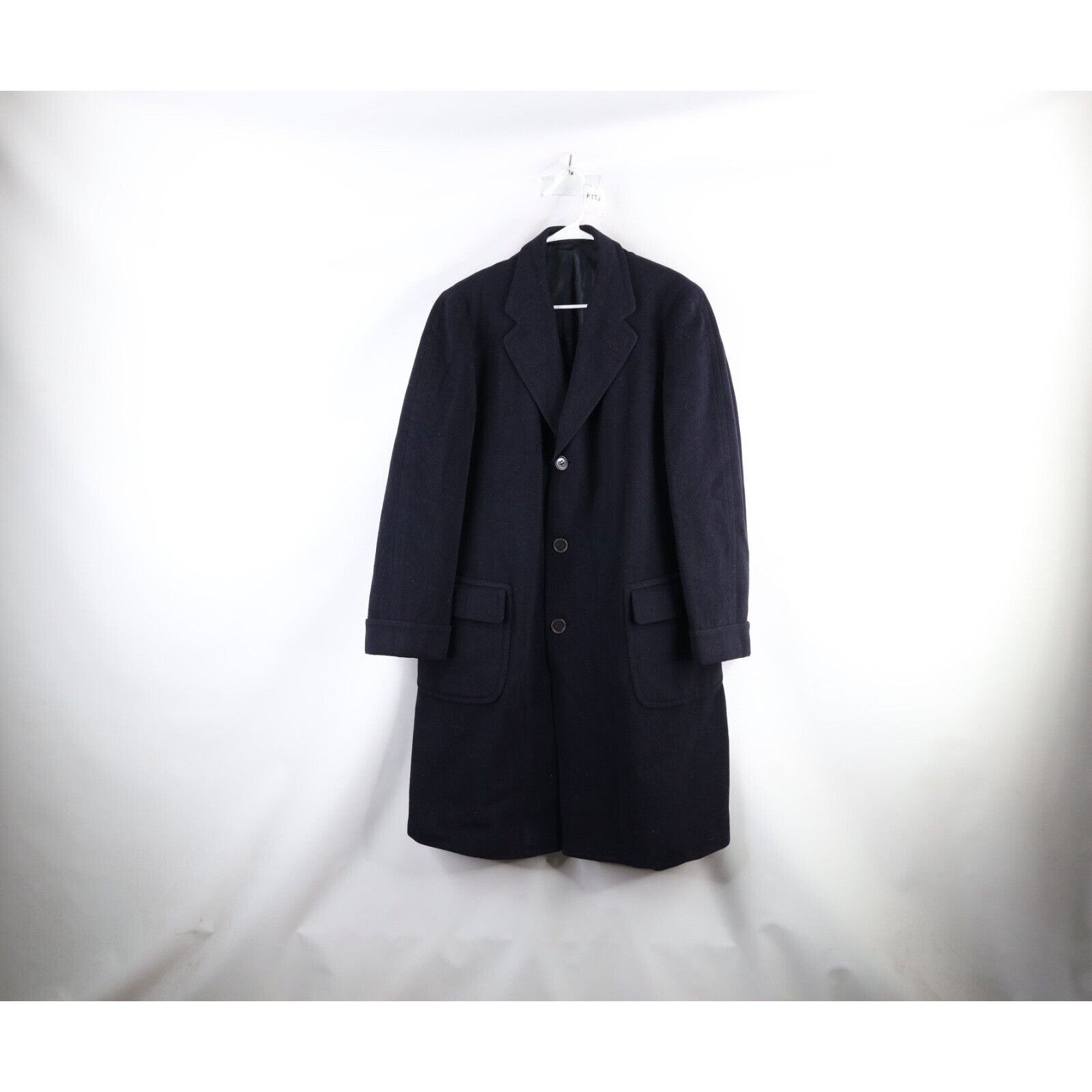 Vintage 50s 60s Rockabilly Distressed Herringbone Wool Coat - Main Image