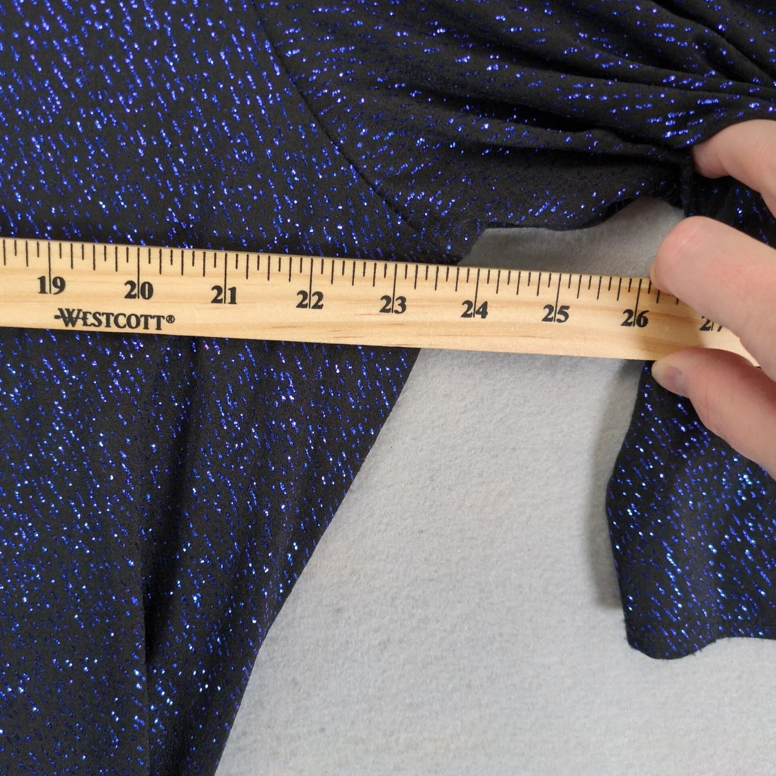 Other Formal Fashions 3X Black Navy Glitter Knit Blouse Top Stage Size 3XL / US 20-22 - 5 Thumbnail