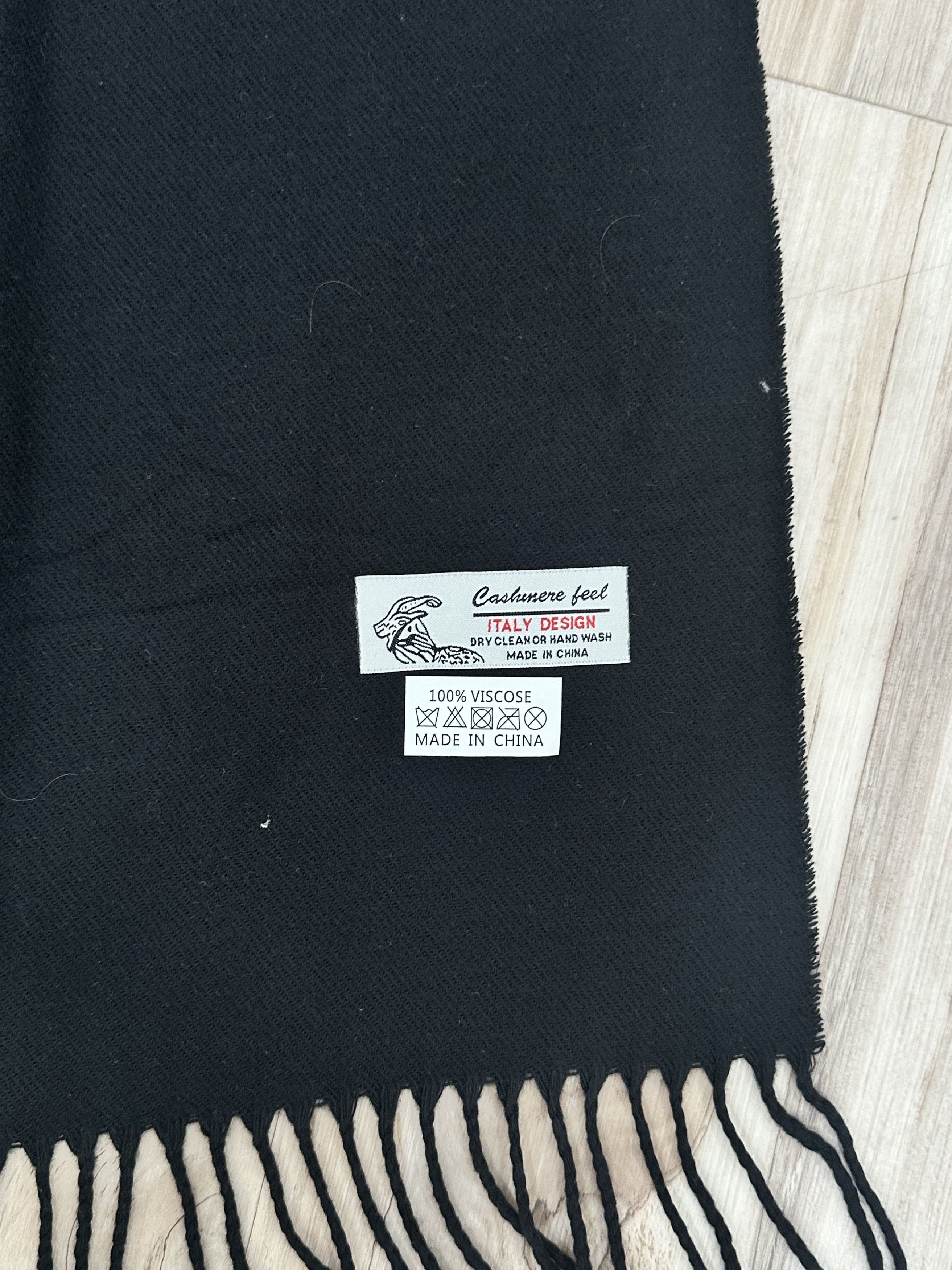 Other Vintage Faux Cashmere Scarf Black Soft Size ONE SIZE - 2 Thumbnail