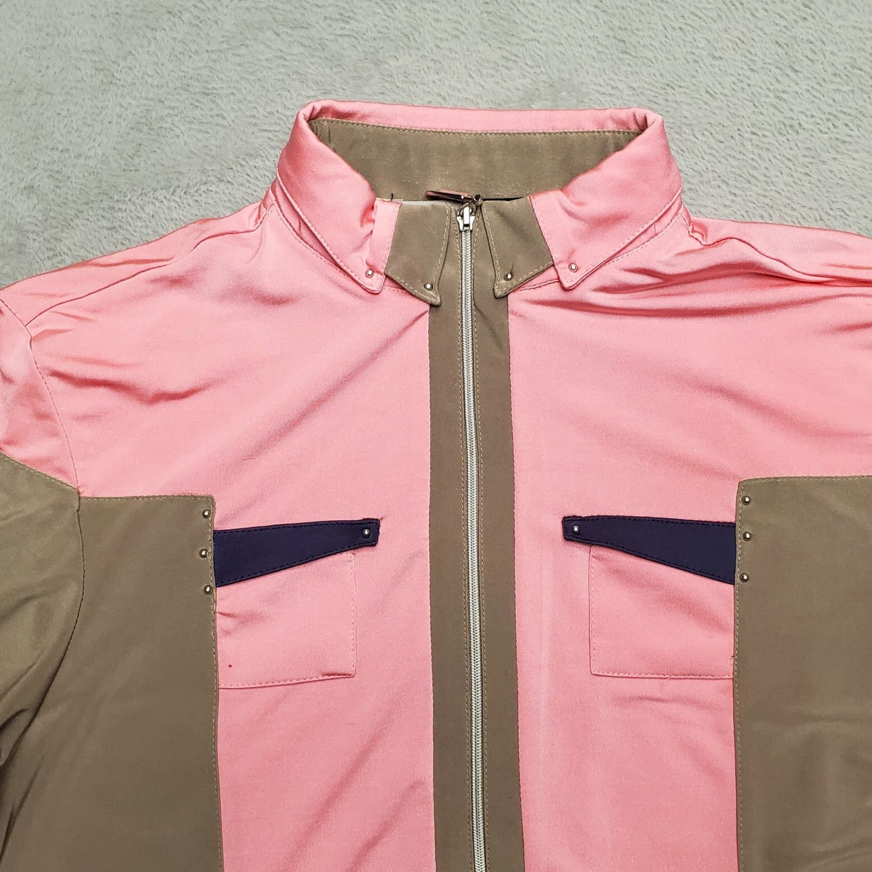 Vintage VINTAGE Jami Sadock Shirt Women Small Pink Brown Full Zip Performance Stretch Blend Golf Size S / US 4 / IT 40 - 2 Thumbnail