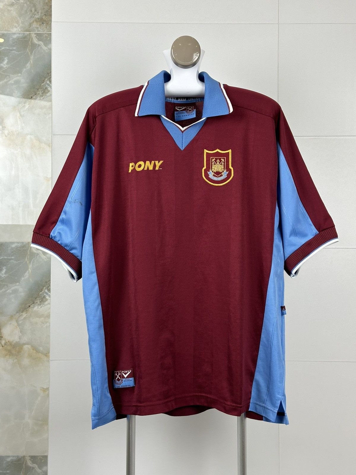 WEST HAM UNITED 1997 / 1998 HOME FOOTBAL SOCCER JERSEY PONY