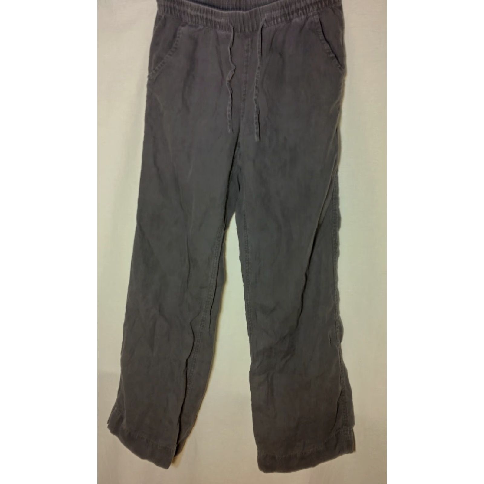 Vintage L.L. Bean Pants Woman Size 8 Linen Gray Elastic Flat Front Straight Leg 30" Inseam Women Regular Comfort Casual Workwear Size 30" / US 8 / IT 44 - 2 Thumbnail