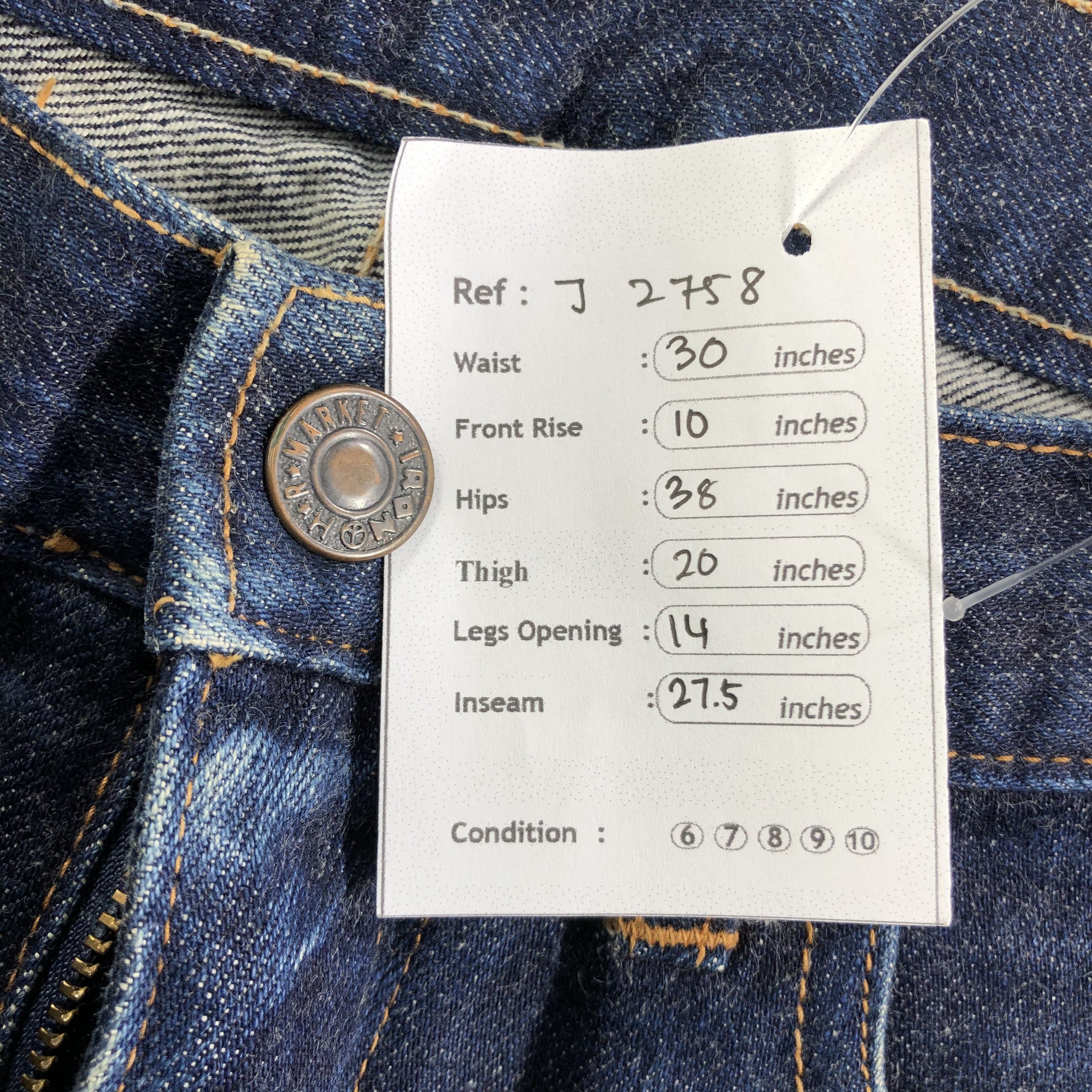 Japanese Brand Hr Market Jeans Dark Wash Denim -J2758 Size US 30 / EU 46 - 9 Thumbnail