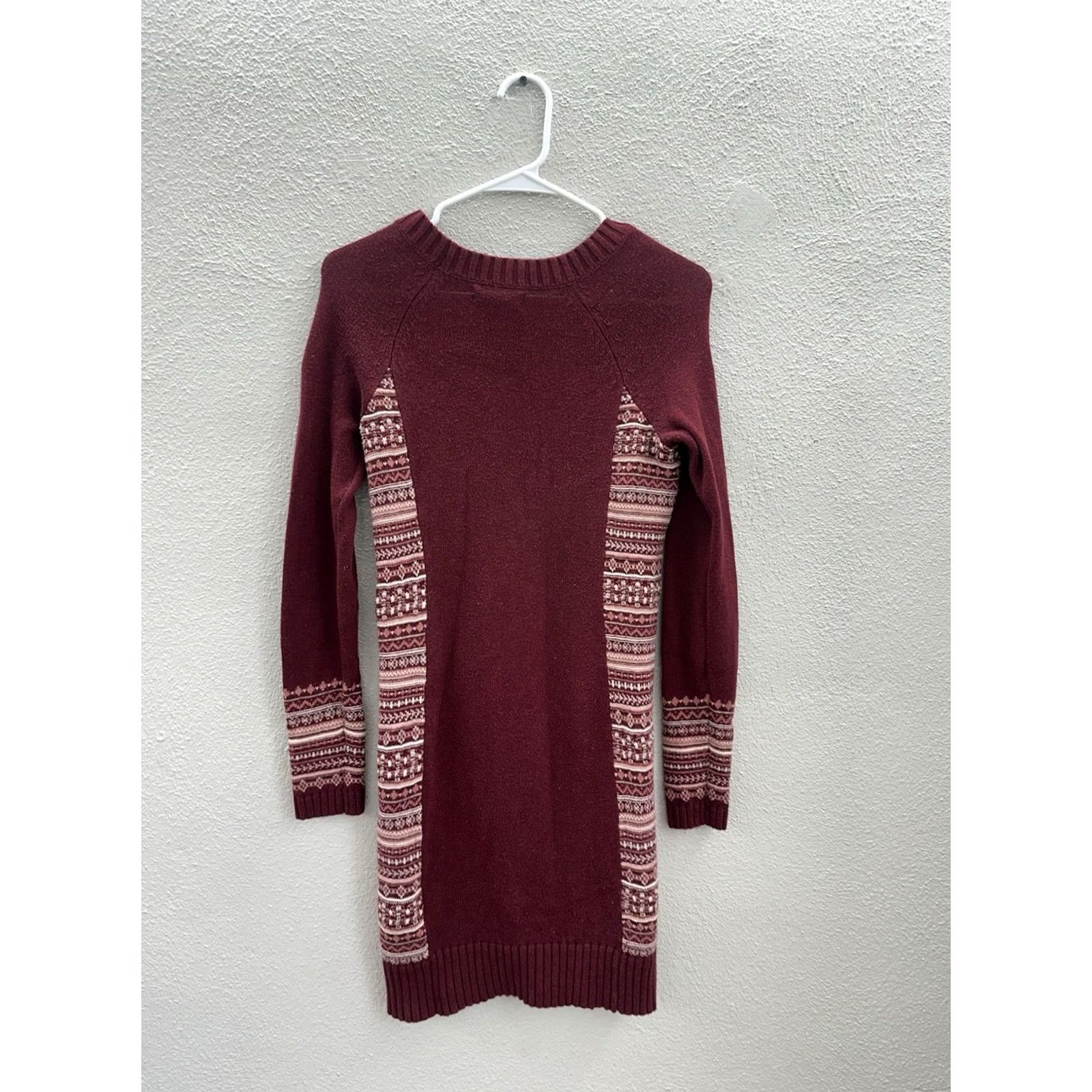 Vintage If It Were Me Womens Sweater Dress XS Red Long Sleeve Knit Fair Isle Detail Dress Size XS / US 0-2 / IT 36-38 - 5 Thumbnail