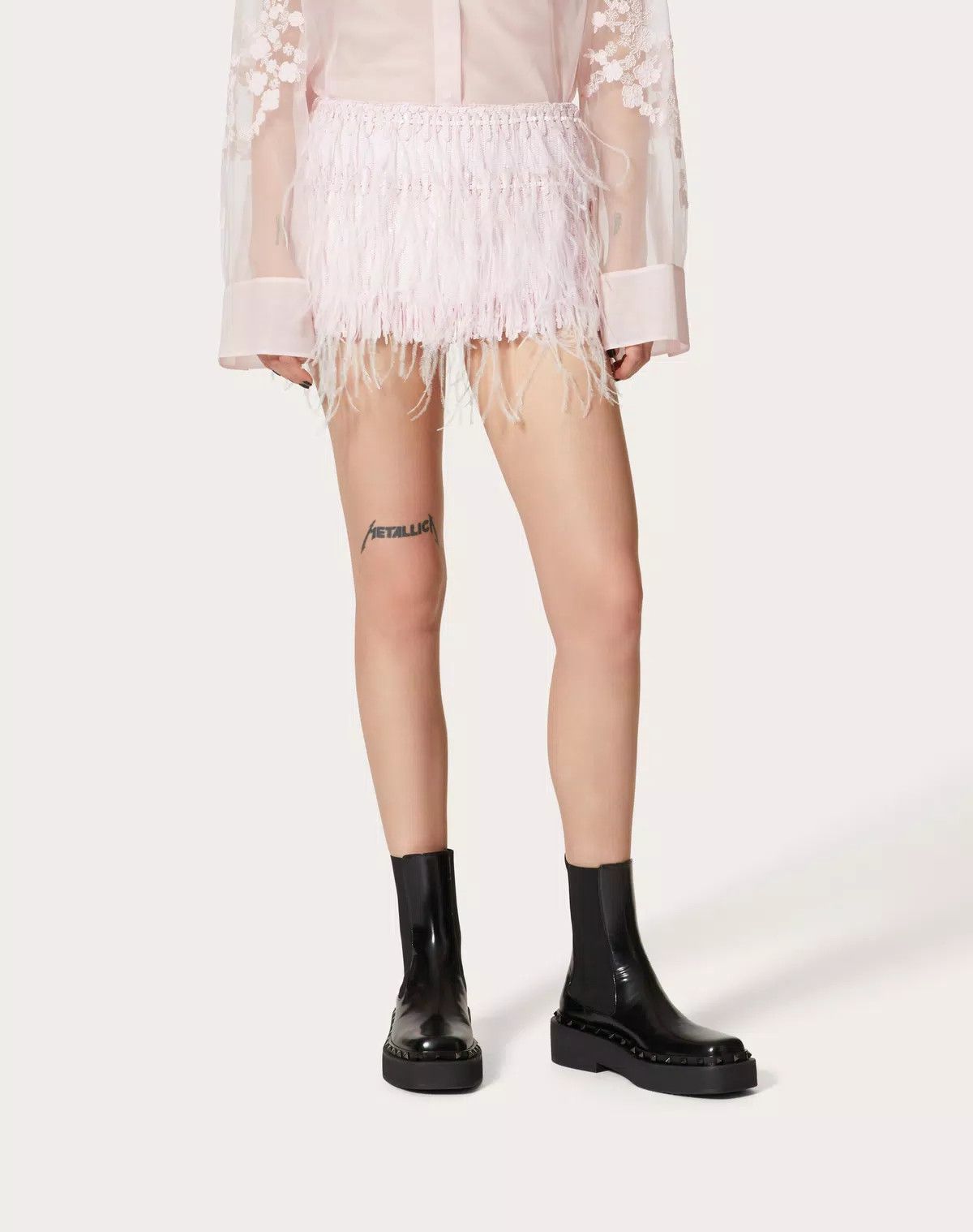 Valentino o1s1wg110625 Embroidered Organza Mini Skirt in White Size 28" / US 6 / IT 42 - 4 Thumbnail