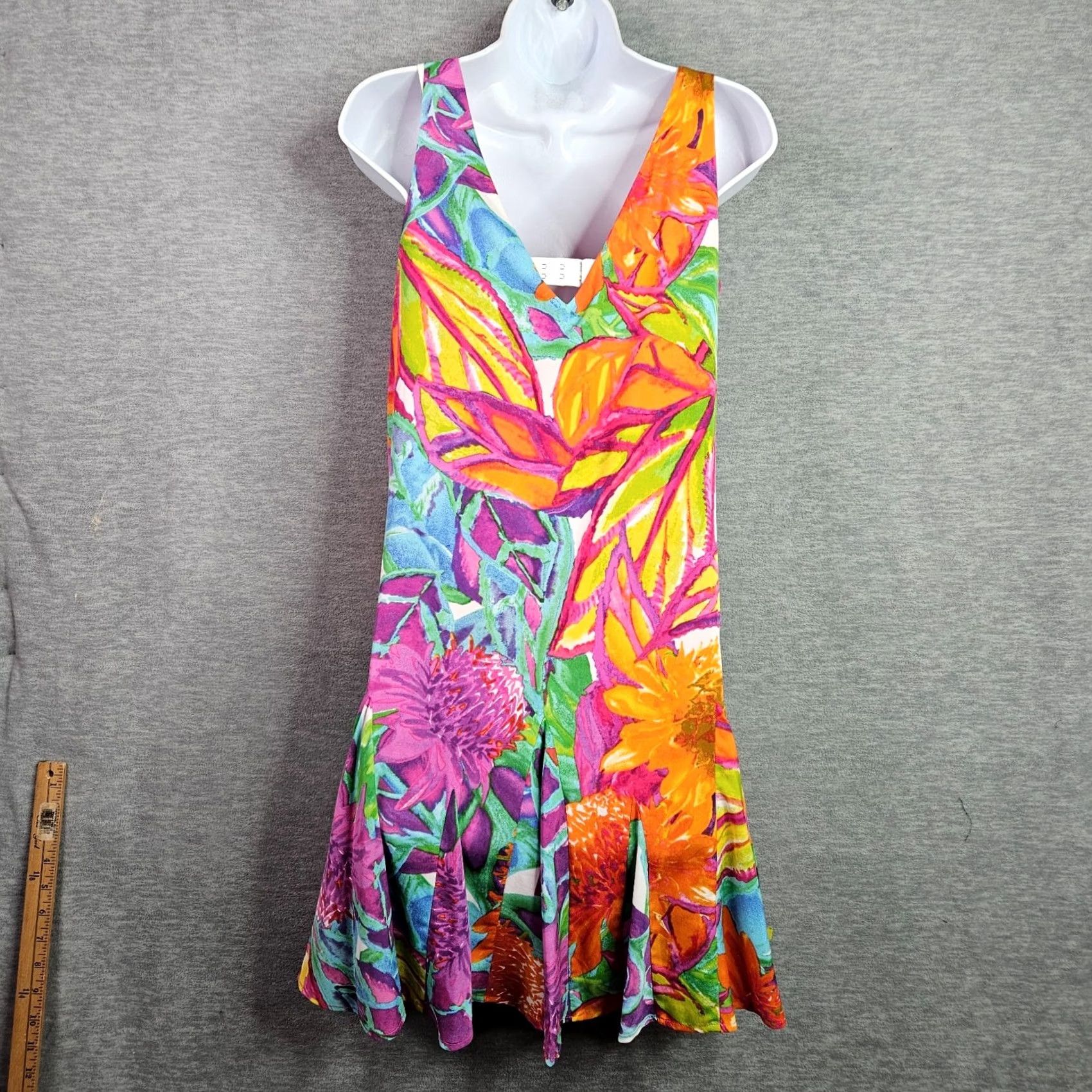 Ralph Lauren Lauren Ralph Lauren Women's V-neck Colorful Cocktail Dress 4P Petite Multicolor Sleeveless A-Line Shorts? Size S / US 4 / IT 40 - 4 Thumbnail