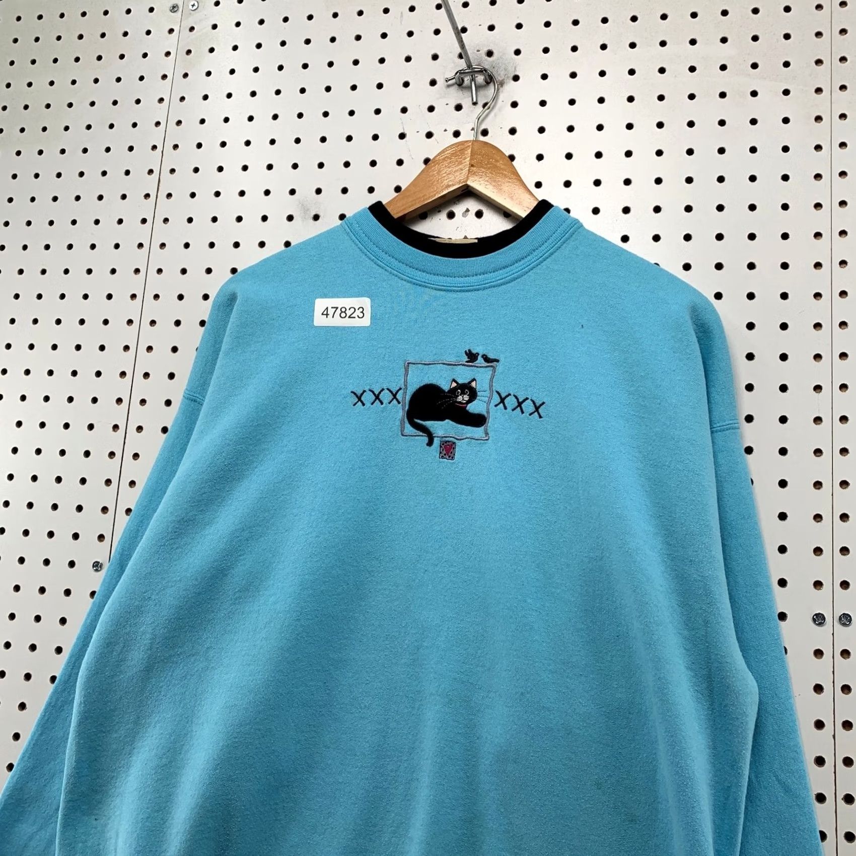 Vintage VINTAGE Top Stitch Cat Sweatshirt Women L Blue Morning Sun Embroidered Kitty 90s Cat Size L / US 10 / IT 46 - 6 Thumbnail