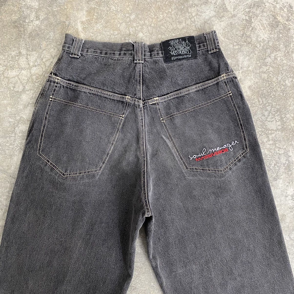 JNCO Vintage Freaky Massivebob Faded Grey Baggy Denim Jeans Size US 29 - 18 Thumbnail