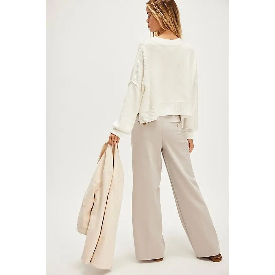 Free People NWT Tyler Menswear Tailored Wide-Leg Trousers $128 Small Size 28" / US 6 / IT 42 - 3 Thumbnail