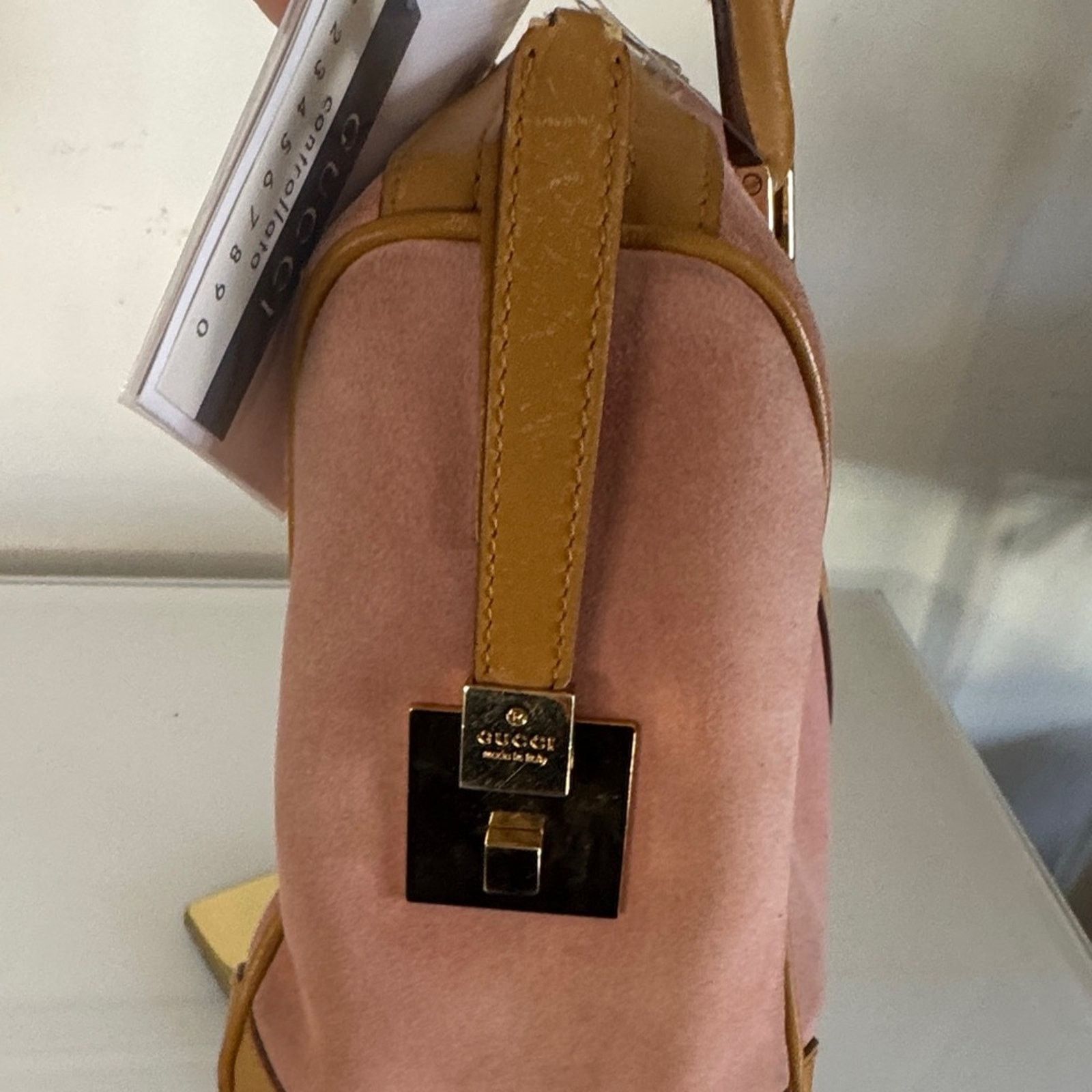 Gucci Gucci Vintage Zip Boston Bag - Pink Suede and Tan Leather Size ONE SIZE - 4 Thumbnail