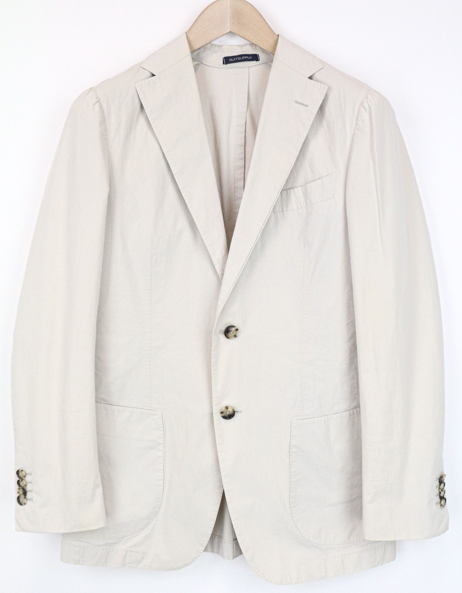 Suitsupply LAZIO PATCH UK36R Beige Cotton Slim Suit 75301 Size 36R - 3 Thumbnail