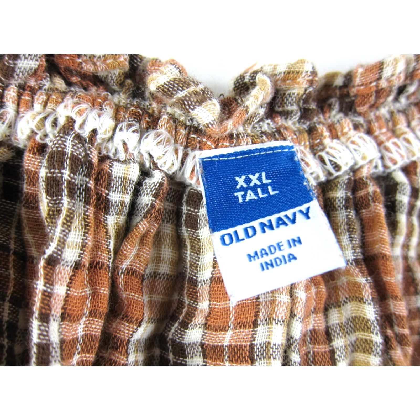 Old Navy Old Navy Blouse 2XL Tall Shirt Womens Tunic Off Shoulder Plaid 100% Cotton Brown Peasant 90s? Size XXL / US 16-18 / IT 52-54 - 3 Thumbnail