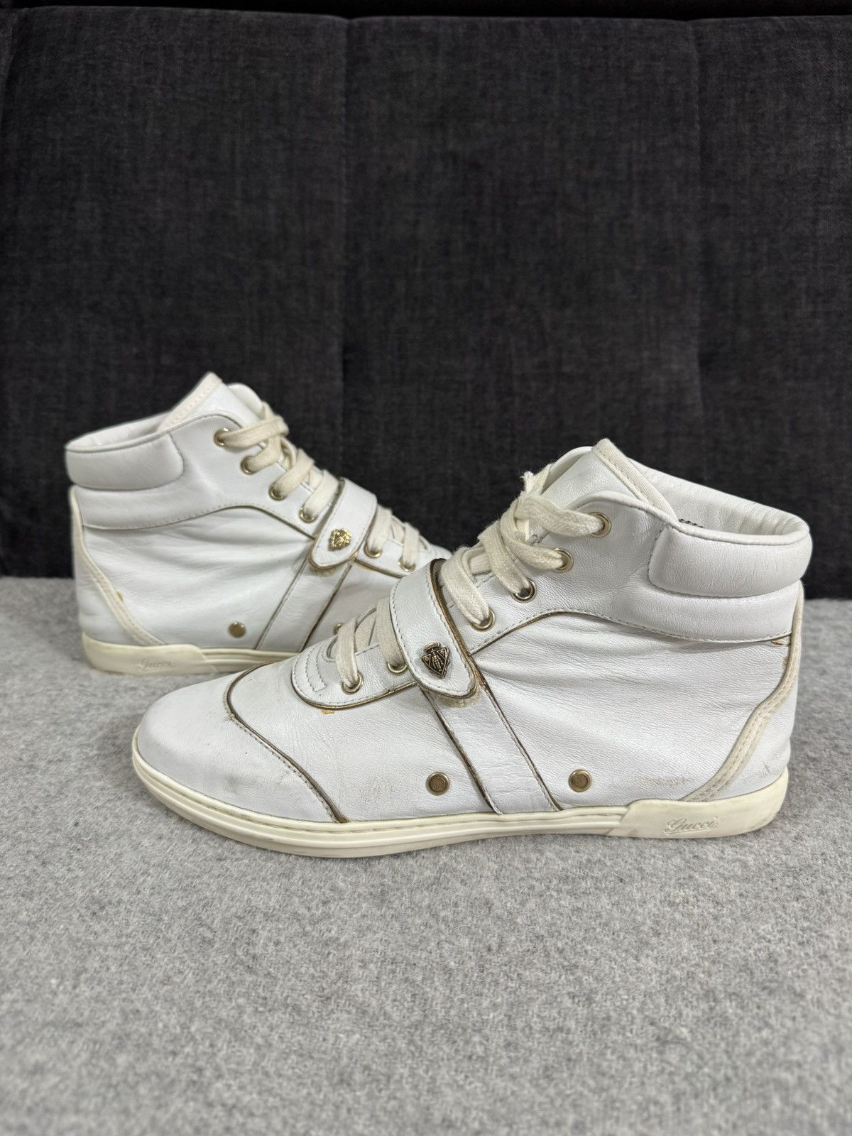 Gucci Gucci Leather High Top Sneakers White Italy size 37 Size US 7 / IT 37 - 2 Thumbnail
