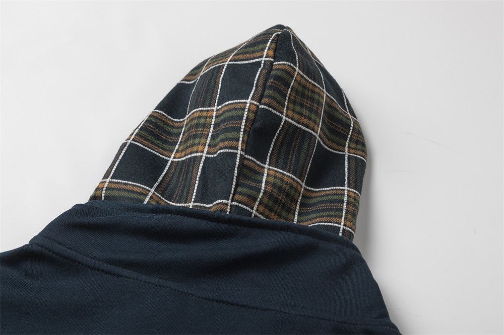 Vintage Men's loose zipper fake two-piece plaid hoodie Size US M / EU 48-50 / 2 - 5 Thumbnail