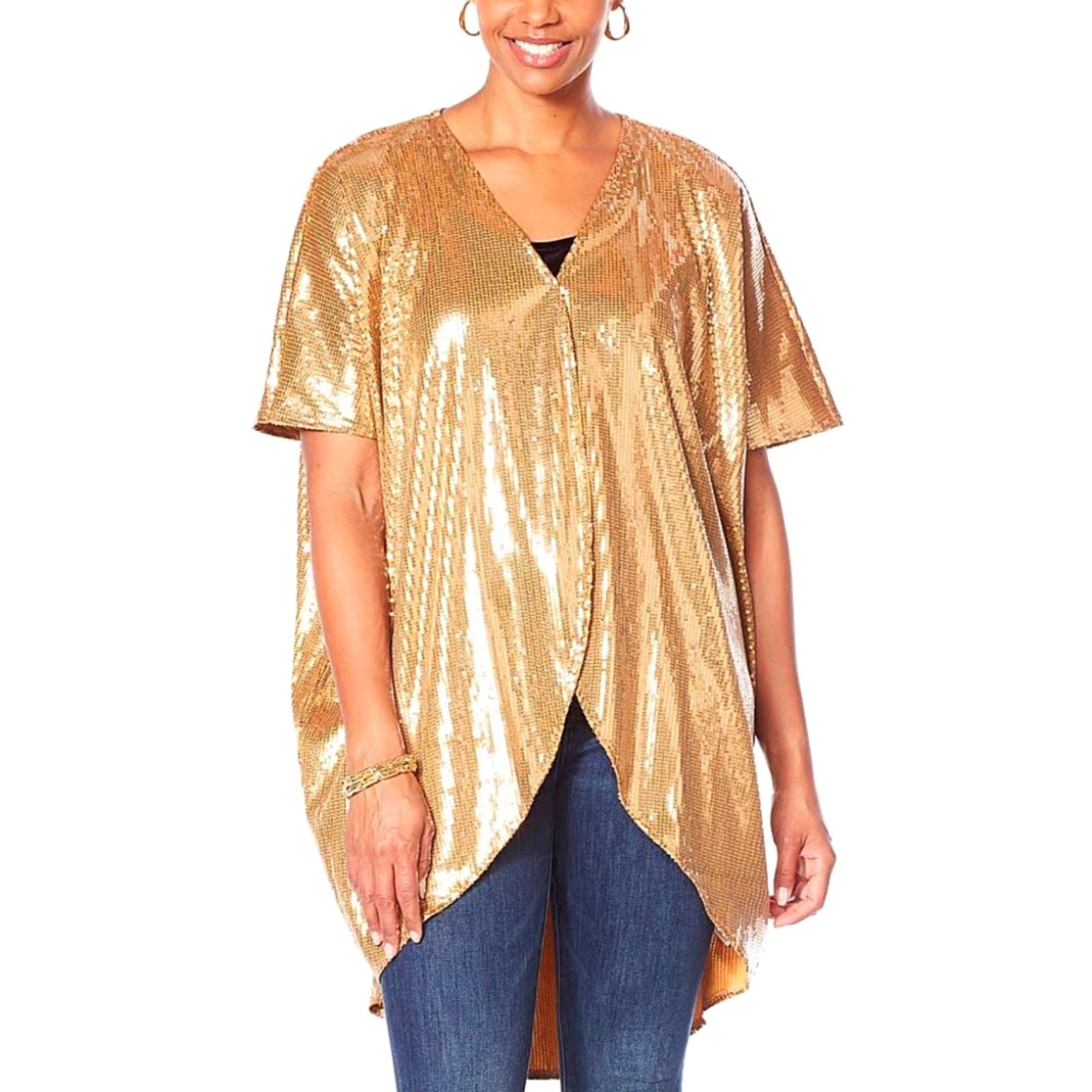 Other Shavonne Dorsey Silvia Sequin Kimono/Topper - Gold - size L Size L / US 10 / IT 46 - 3 Thumbnail