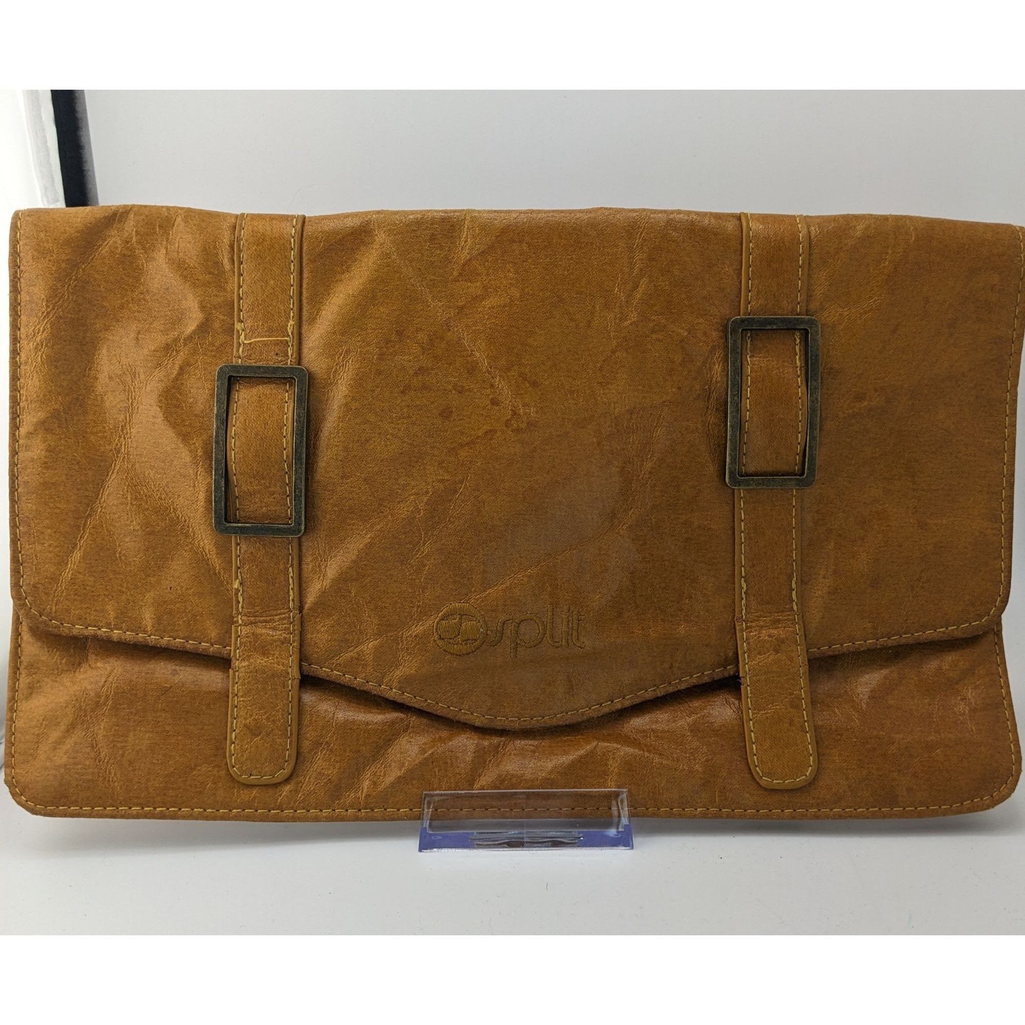 Split Retro Split Brown Faux Leather Clutch With Magnetic Closure Size ONE SIZE - 5 Thumbnail