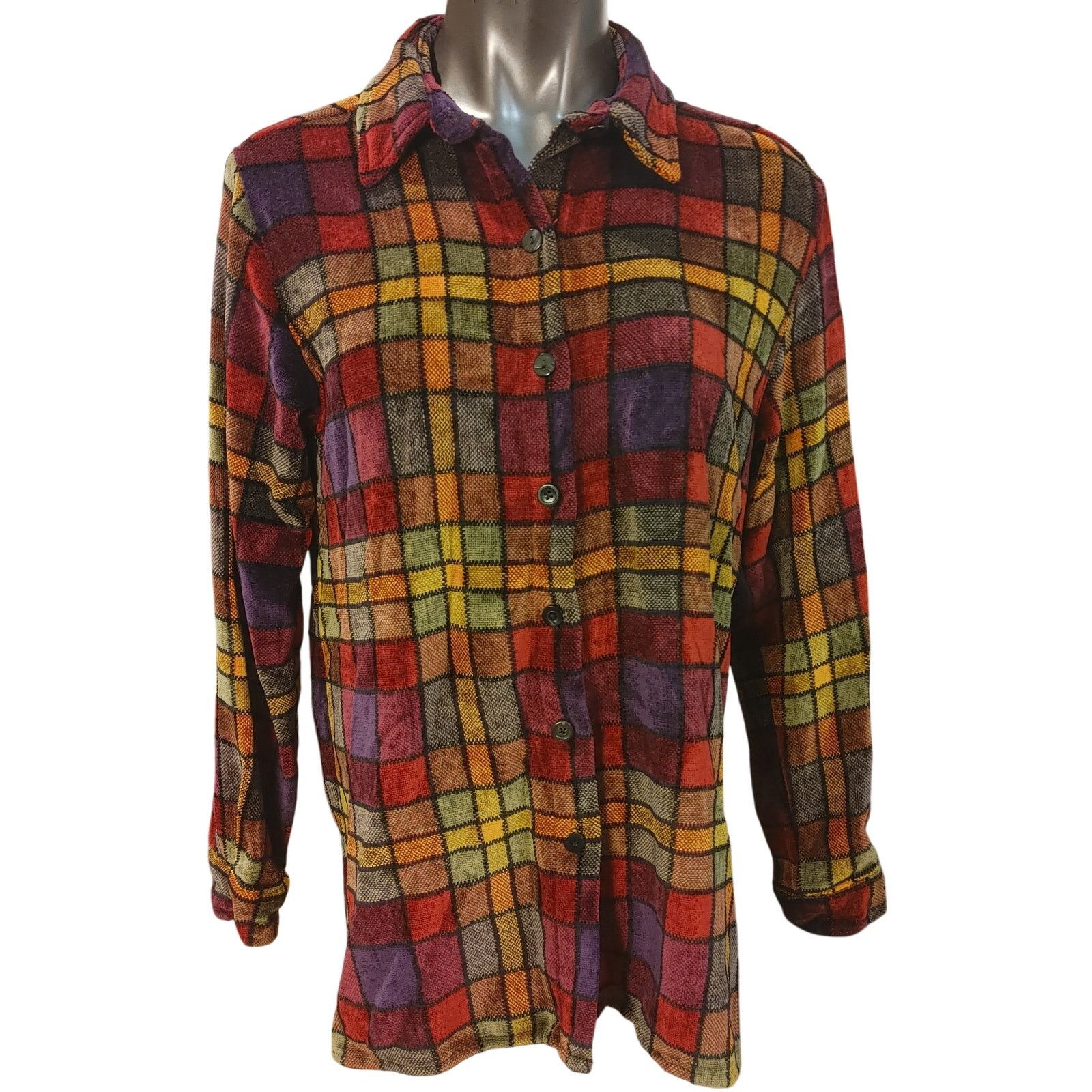Other Chico's Design Women's 2 Red/Orange/Green Plaid Casual Shirt Size XXL / US 16-18 / IT 52-54 - 1 Thumbnail