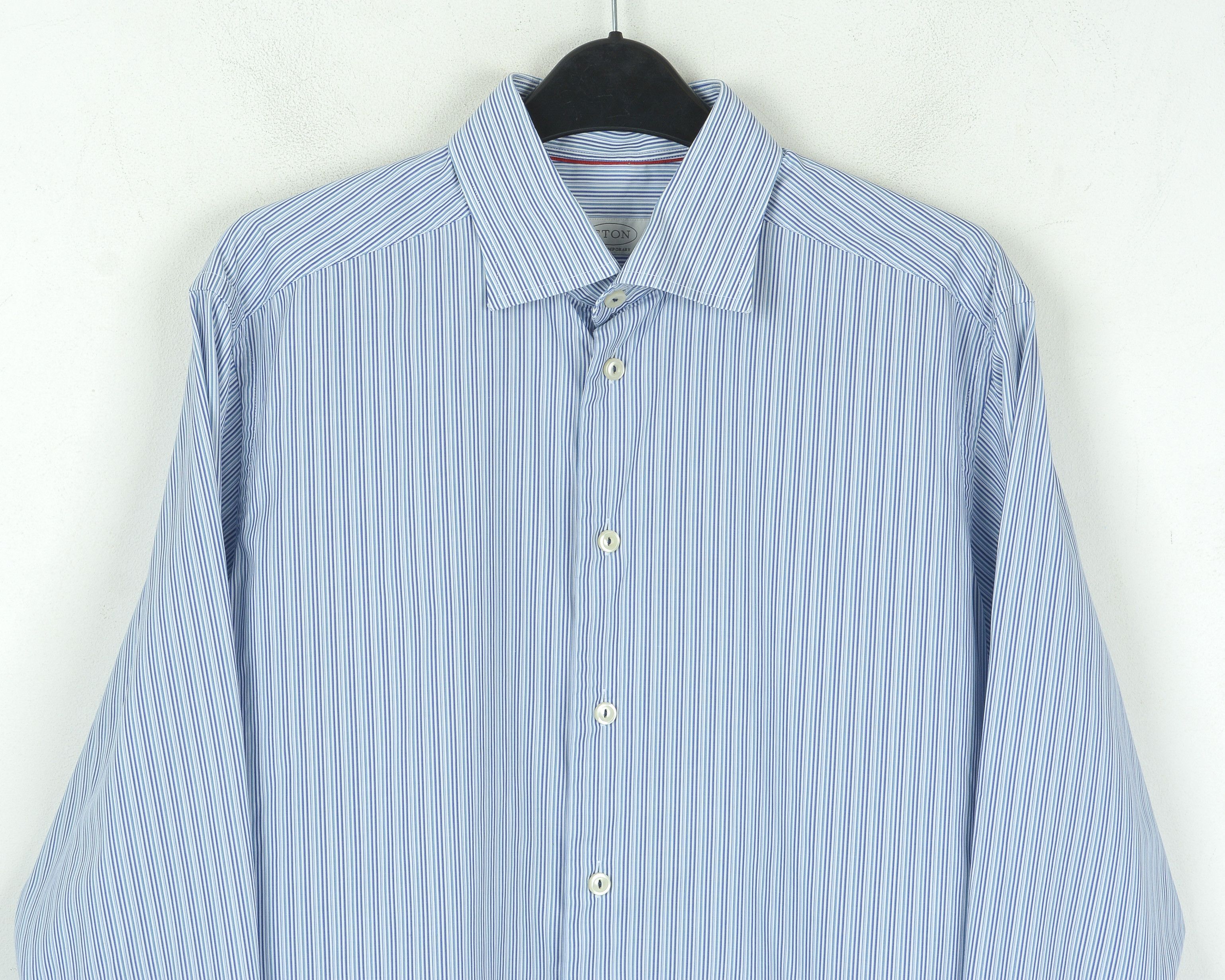 Eton ETON Contemporary Cotton Shirt Formal Pinstriped Casual Size 40R - 2 Thumbnail