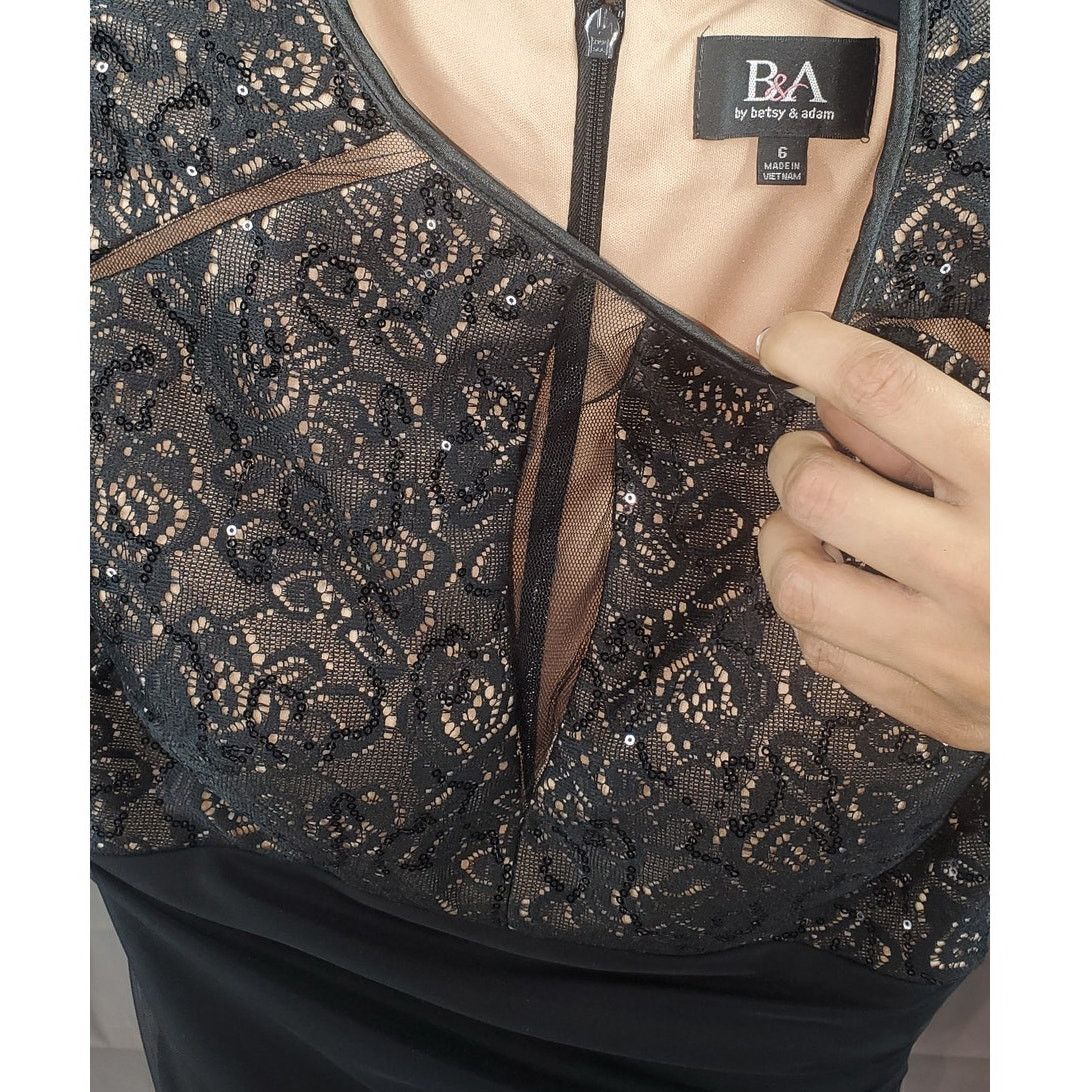 Other Betsy and Adam Black Lace Sequin Cocktail Dress NWT Size 6 Size M / US 6-8 / IT 42-44 - 4 Thumbnail