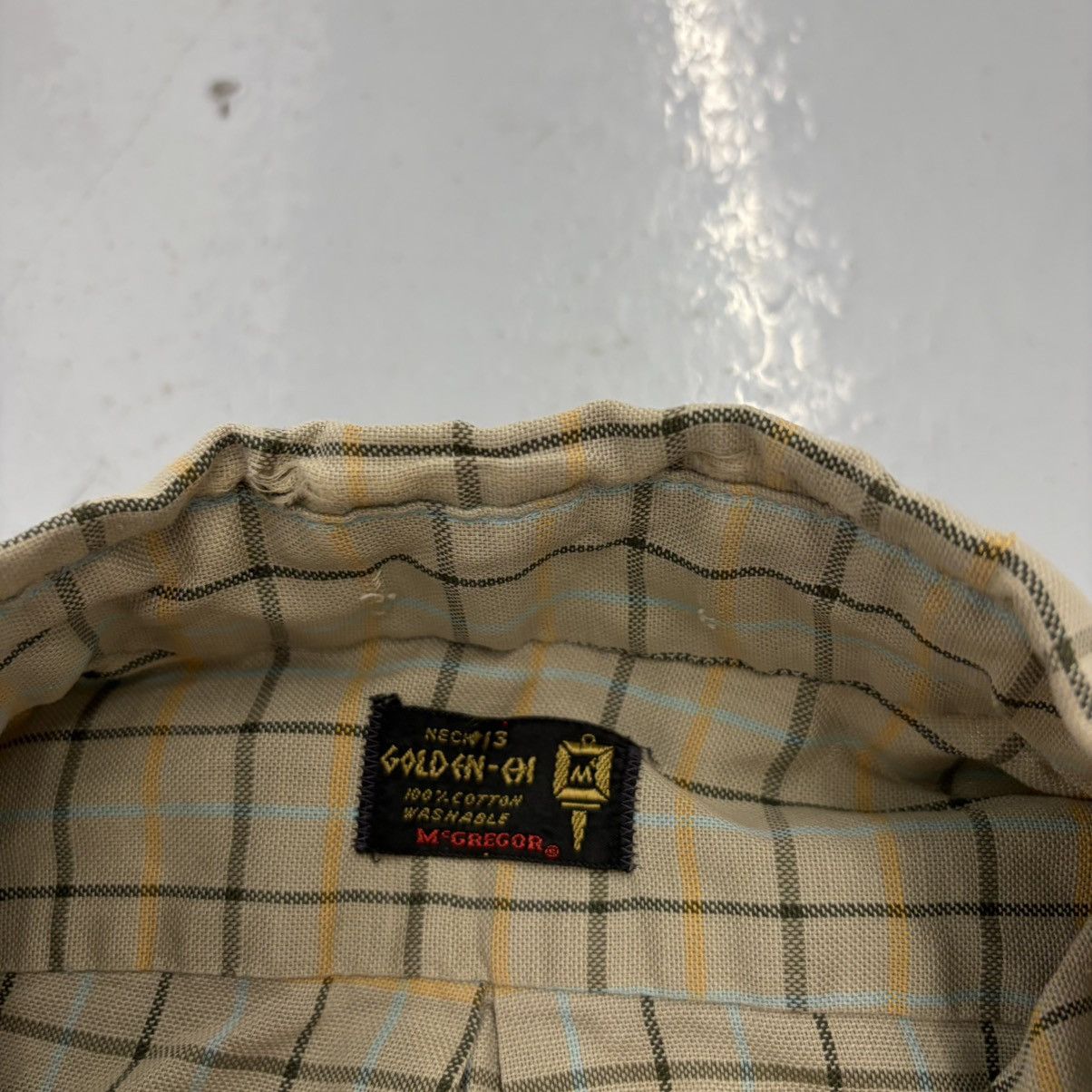 McGregor Vintage 60s McGregor Beige Plaid Cotton Shirt Size US XS / EU 42 / 0 - 4 Thumbnail