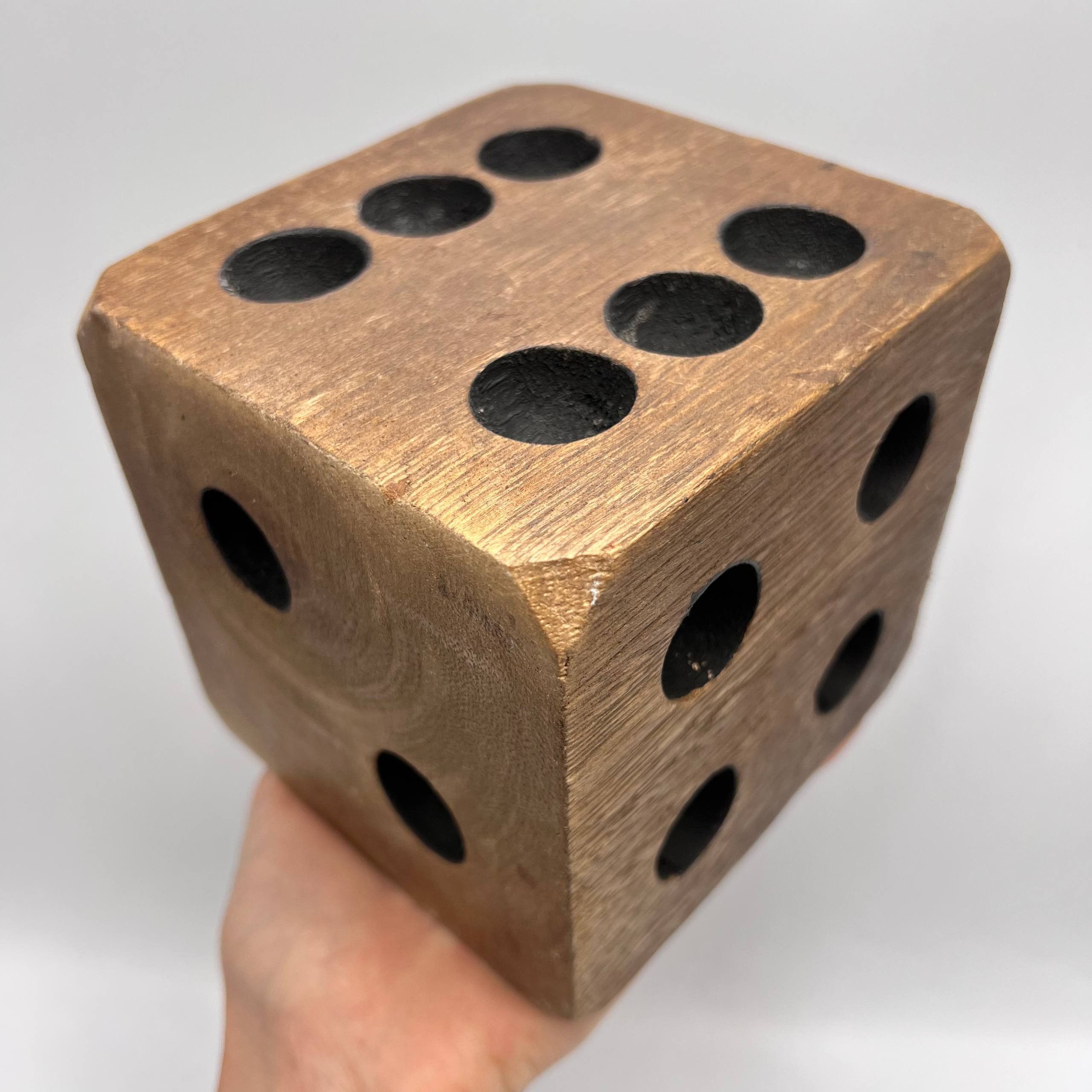Handmade Large Wooden Dice Rustic Cube Decor Collectible