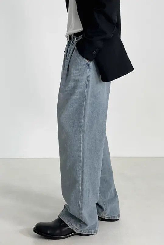 Japanese Brand Light blue vintage washed trendy straight jeans Size US 32 / EU 48 - 5 Thumbnail
