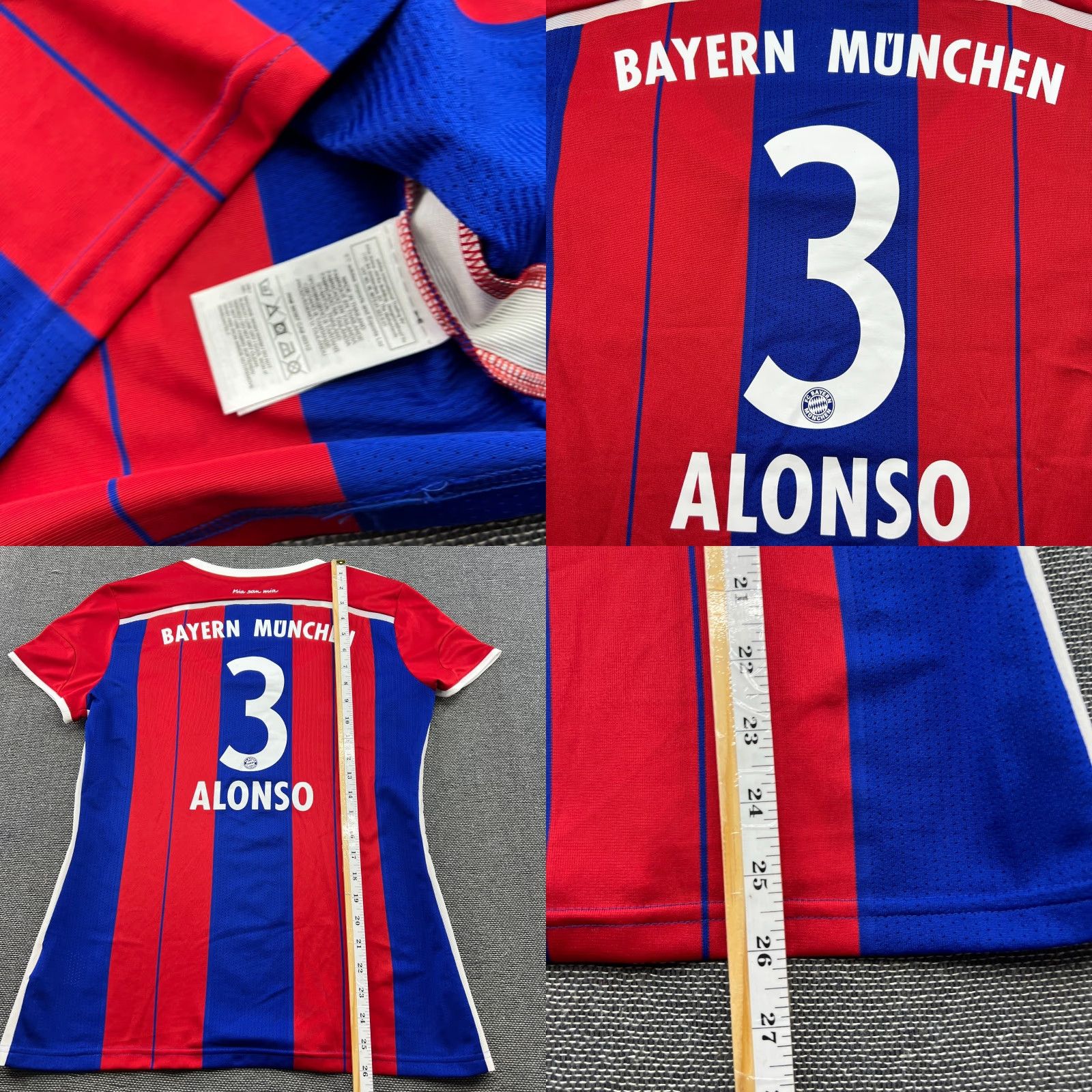 Adidas adidas Bayern Munich 2014 2015 Home Xabi Alonso #3 Football Jersey Womens L Multicolor Short Sleeve Jersey Womens Large Adidas Size L / US 10 / IT 46 - 8 Thumbnail