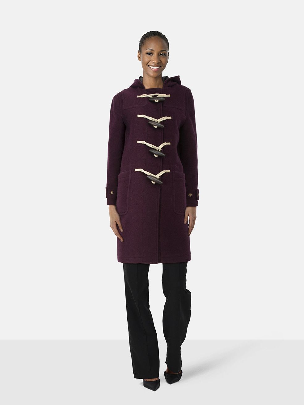 Burberry Purple Wool Mid Length Duffle Coat Size XS / US 0-2 / IT 36-38 - 1 Thumbnail