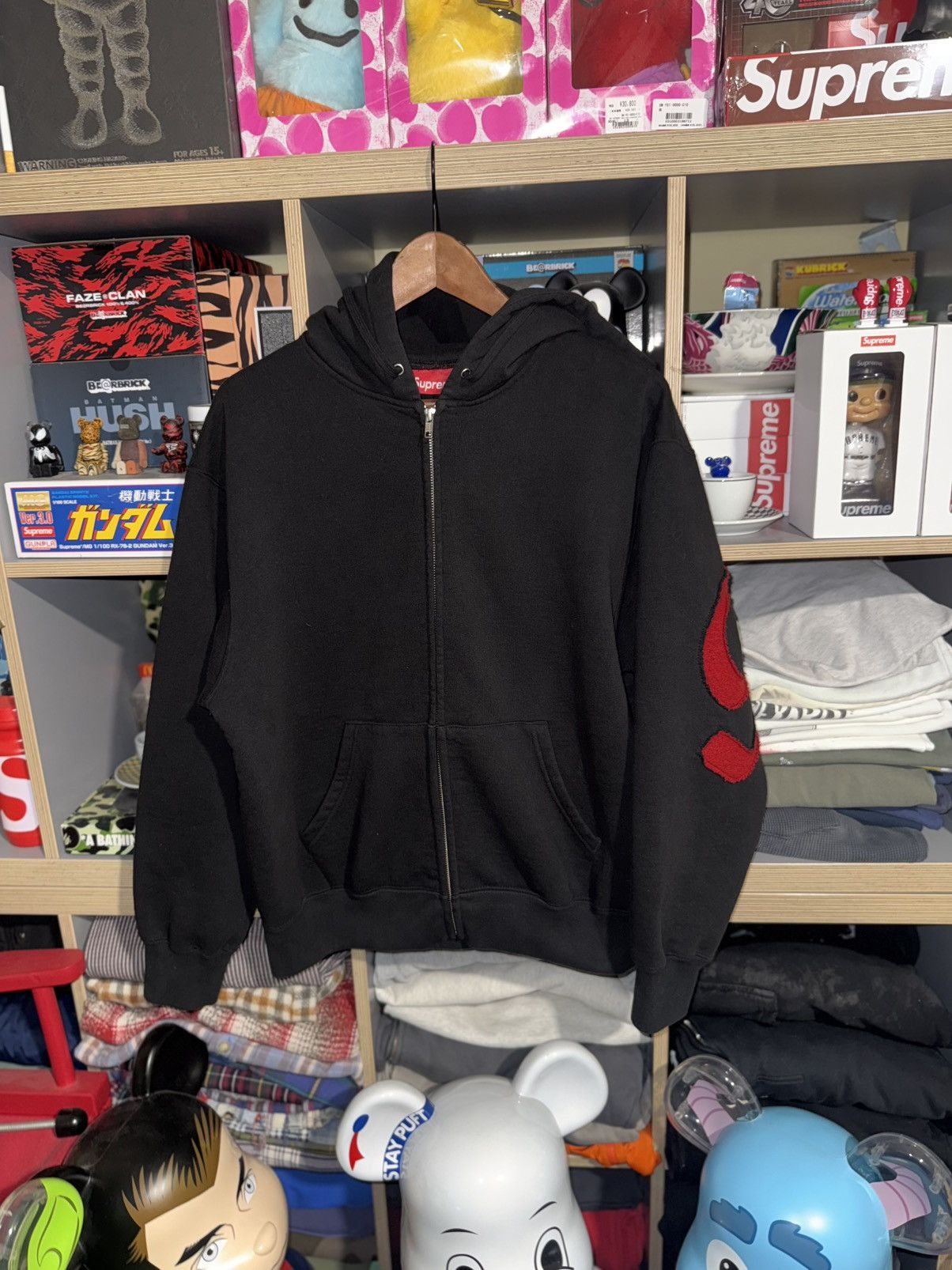 Supreme Black/Red Cut Out Zip-Up Hoodie FW26