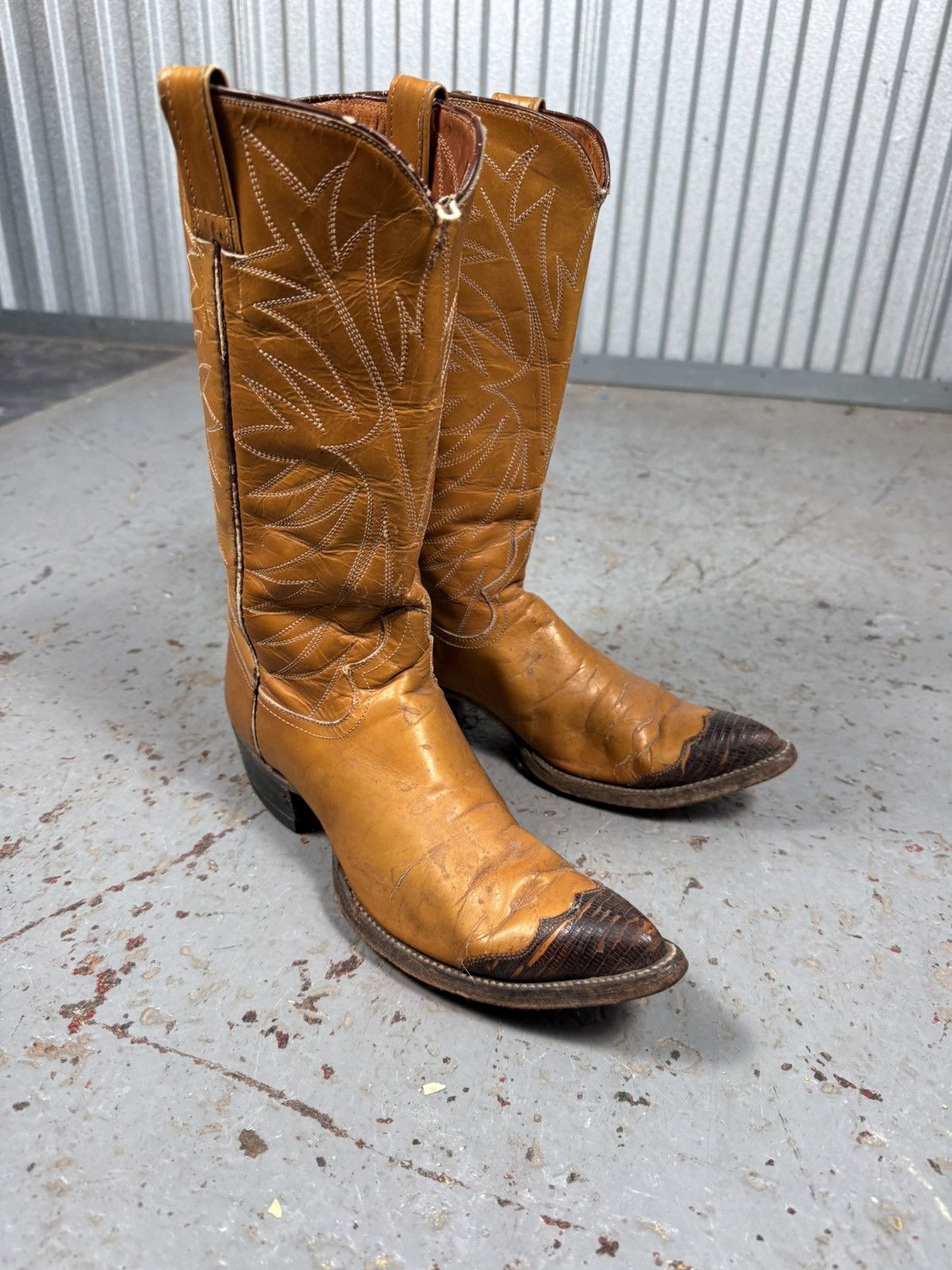 Justin Boots Vintage Longhorn Justin Lizard Toe Cowboy Boots Size US 7.5 / EU 40-41 - 4 Thumbnail