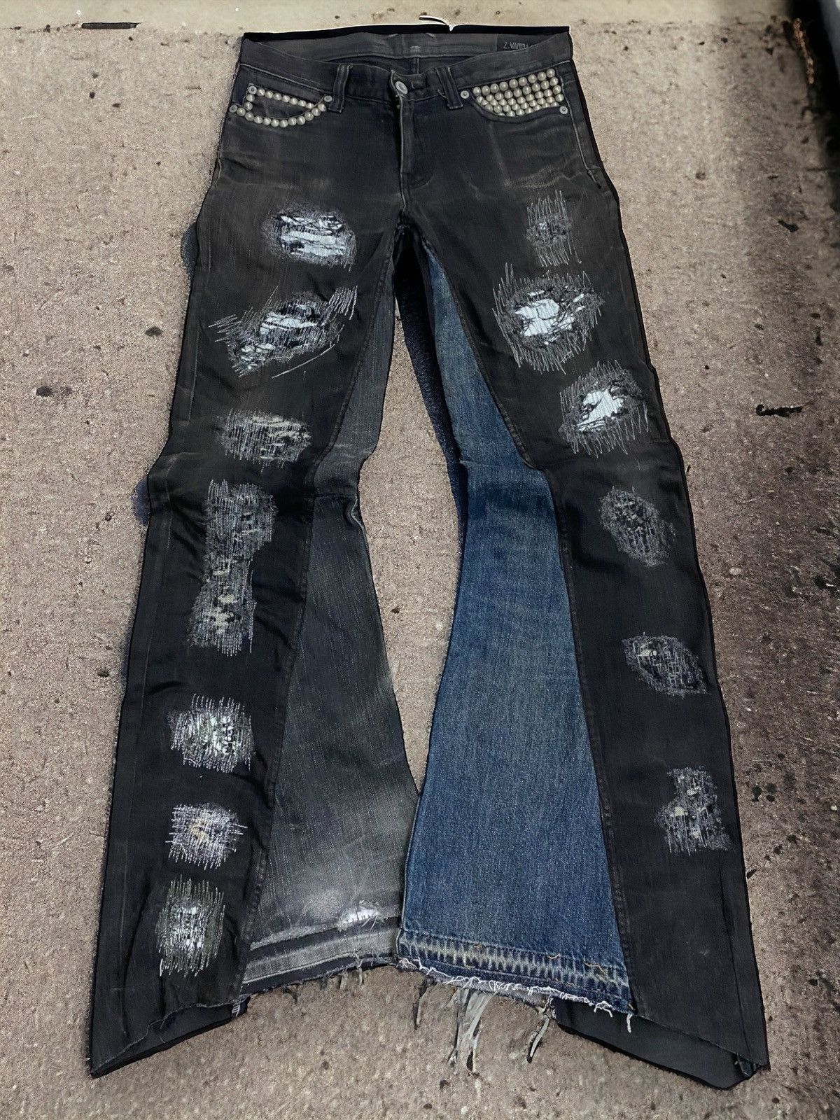 If Six Was Nine × Japanese Brand × Le Grande Bleu (L.G.B.) Vintage Z. Vargas Wide Legs Uruboros Heavy Stiched Studded Size US 31 - 1 Thumbnail