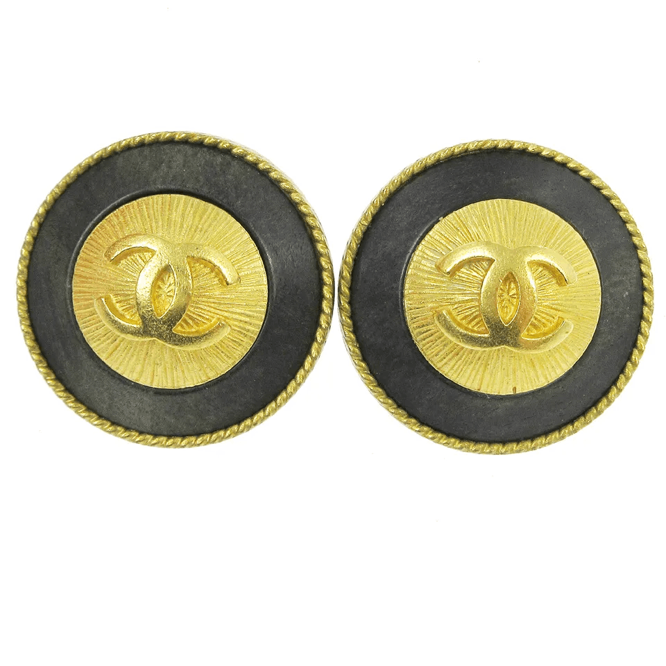Chanel CHANEL CC Logos Button Motif Earrings Gold Black Size ONE SIZE - 5 Thumbnail