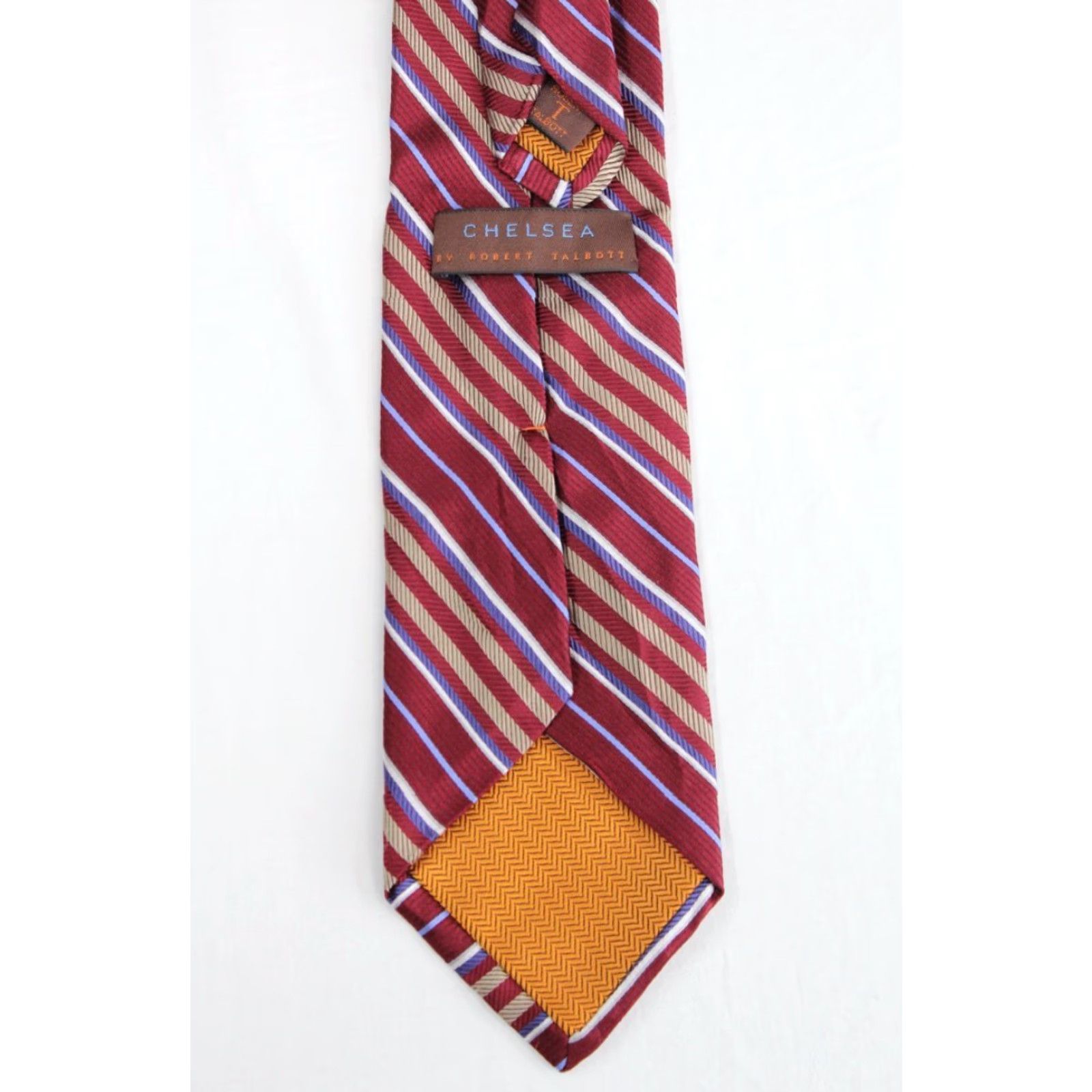 Robert Talbott Chelsea Talbott Robert Talbott Chelsea Necktie Men Silk Red Blue Stripes Designer USA 59" Long 4" Wide Size ONE SIZE - 4 Thumbnail