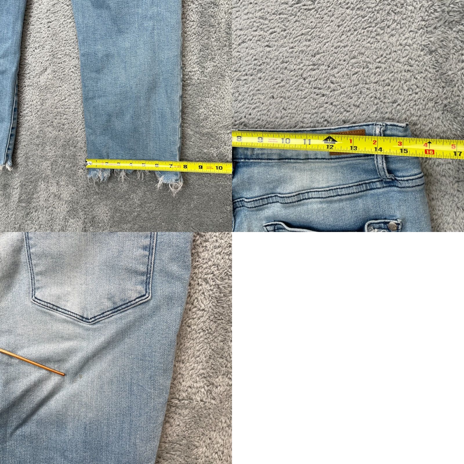 Denime Judy Blue Jeans Womens 32 Blue Straight Leg Denim Cotton Distressed Stretch Boho Jeans 5-Pocket Regular Inseam 24 in Blue Size 36" / US 14 / IT 50 - 8 Thumbnail