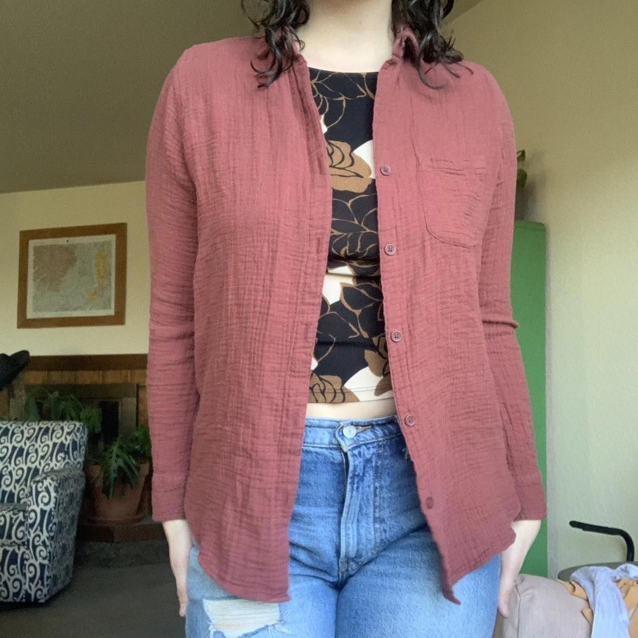 Nordstrom Maroon Rustic Button Up Size S / US 4 / IT 40 - 1 Thumbnail