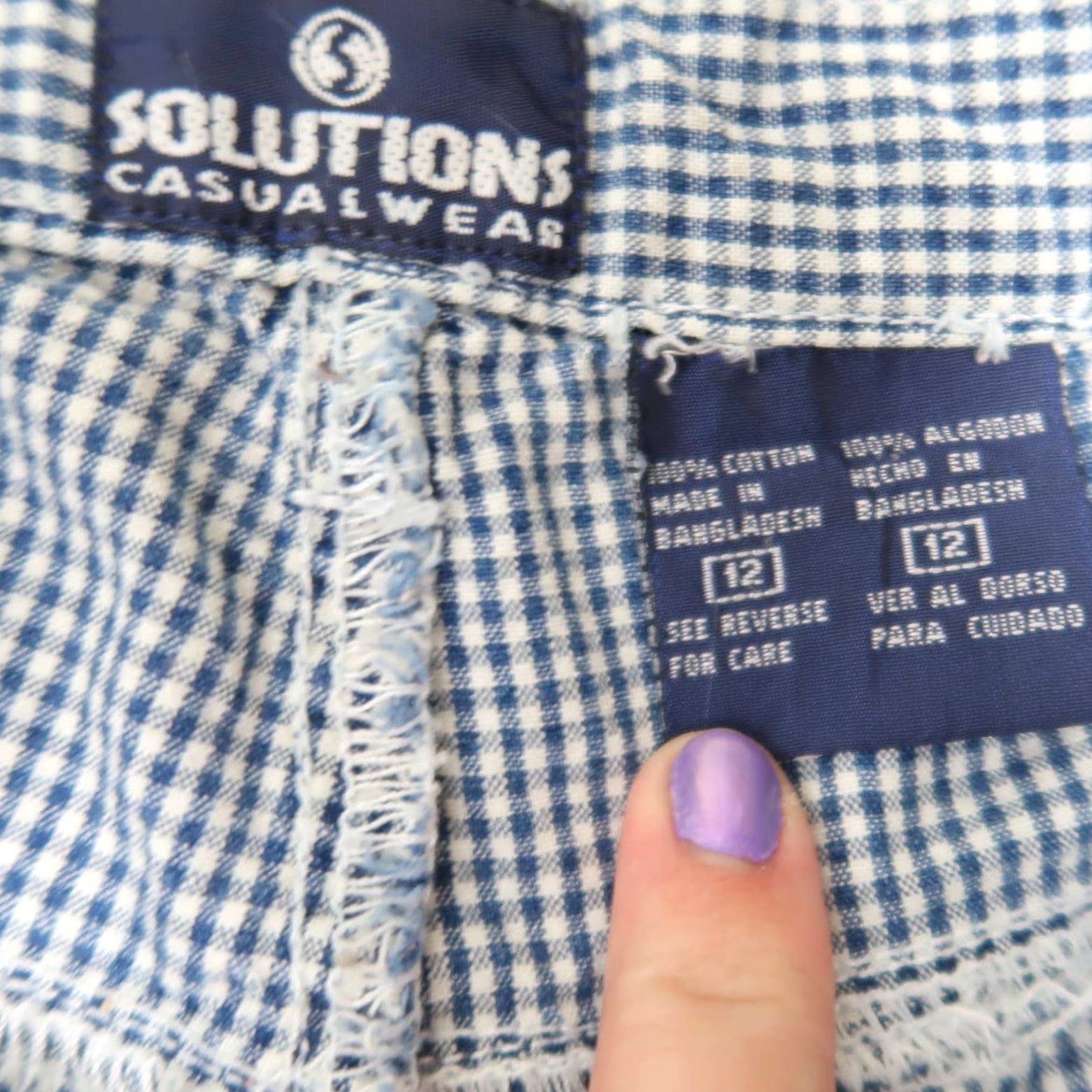 Vintage VINTAGE 90s Navy Blue White Gingham Plaid Straight Leg Pants 12 Cotton Regular Mens or Womens? Size 30" / US 8 / IT 44 - 4 Thumbnail