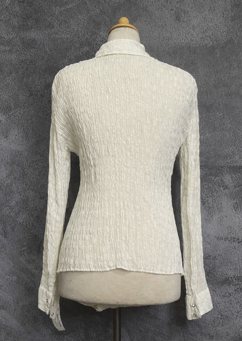 Pleats Please Issey Miyake Issey Miyake Fête Ivory Crinkled Blouse Size M / US 6-8 / IT 42-44 - 4 Thumbnail