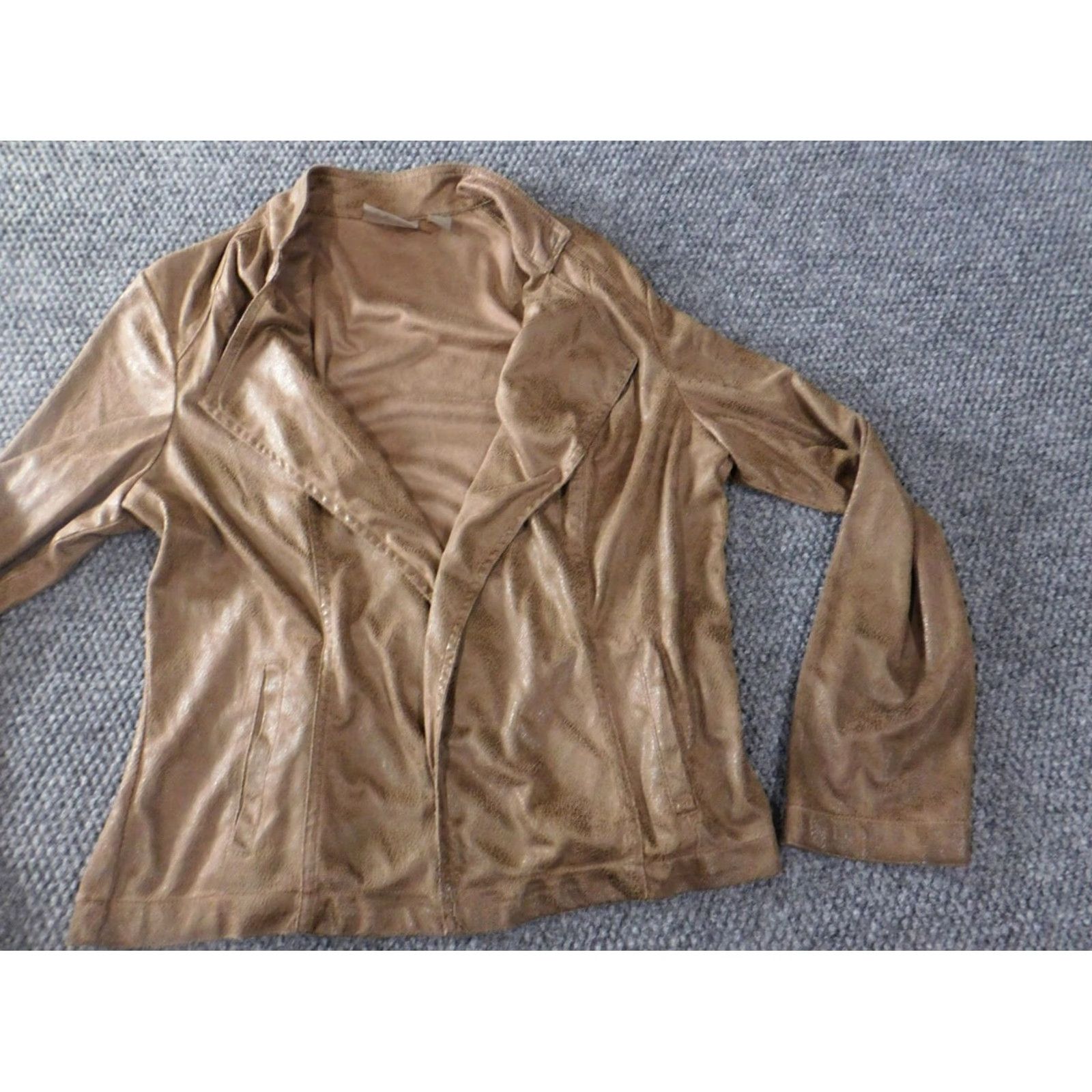 Vintage Chicos Jacket Womens Brown Open Casual Basic Jacket Long Sleeve Mid-Length Solid Pattern Fall Spring Designer Size XS / US 0-2 / IT 36-38 - 3 Thumbnail