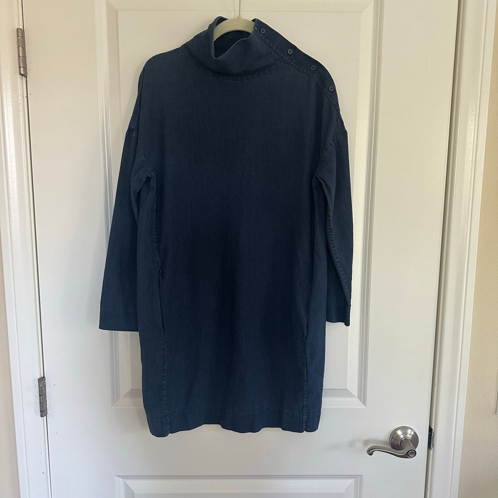 Cos COS Navy Denim Funnel Neck Shift Dress Size 2 Size XS / US 0-2 / IT 36-38 - 9 Thumbnail