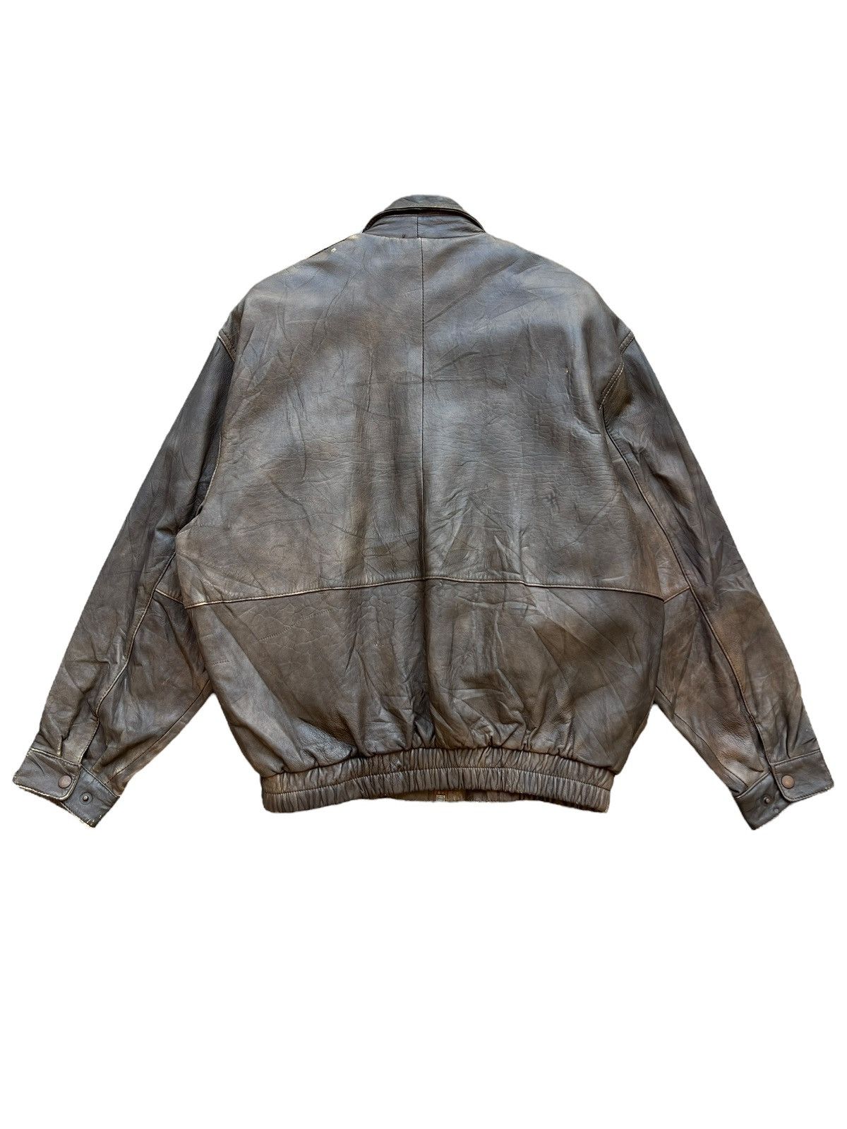 Vintage Vintage 90s Dog Fight Brown Bomber Leather Jacket Size US L / EU 52-54 / 3 - 2 Thumbnail
