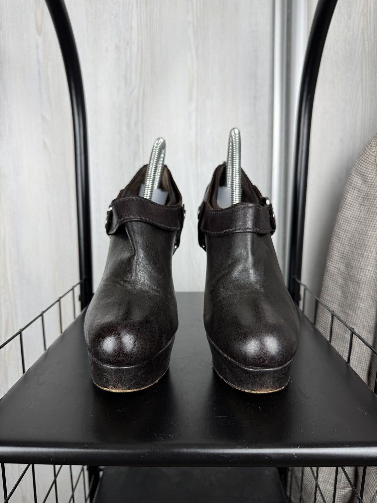 Miu Miu MIU MIU Biker Pumps Boots Heels Women's Brown Leather 39.5 Size US 9.5 / IT 39.5 - 6 Thumbnail