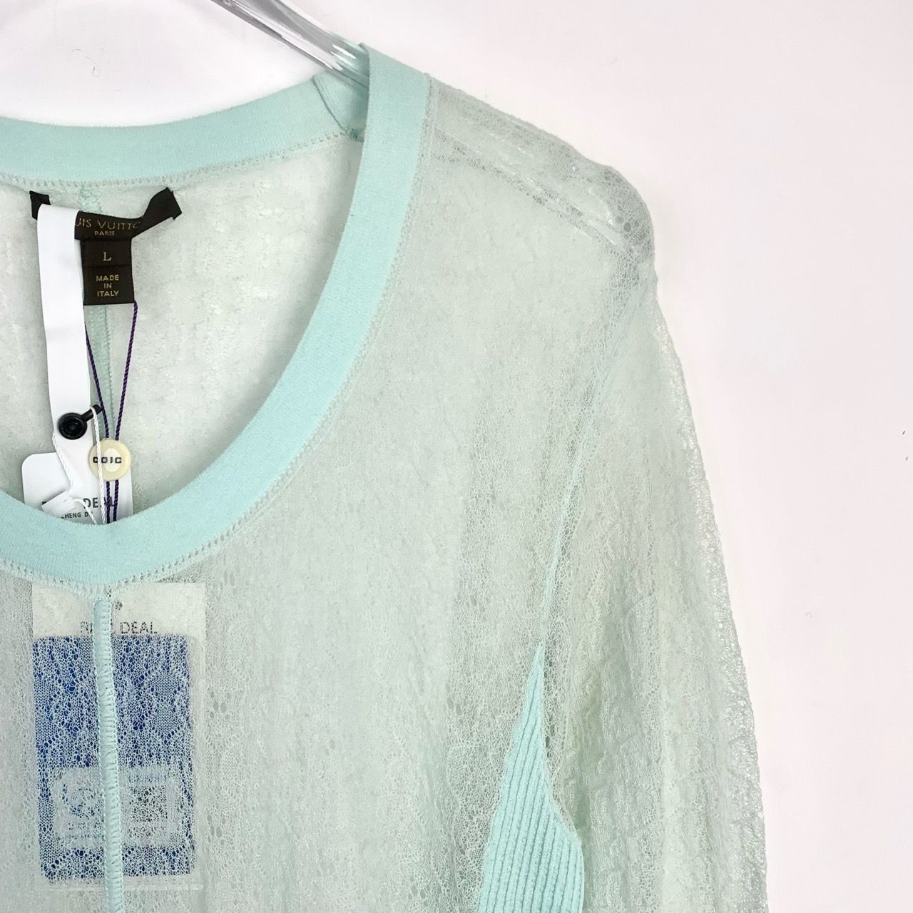 Louis Vuitton [Louis Vuitton] Cutout Panel Blue Round Neck Long-Sleeve Dre Size L / US 10 / IT 46 - 4 Thumbnail